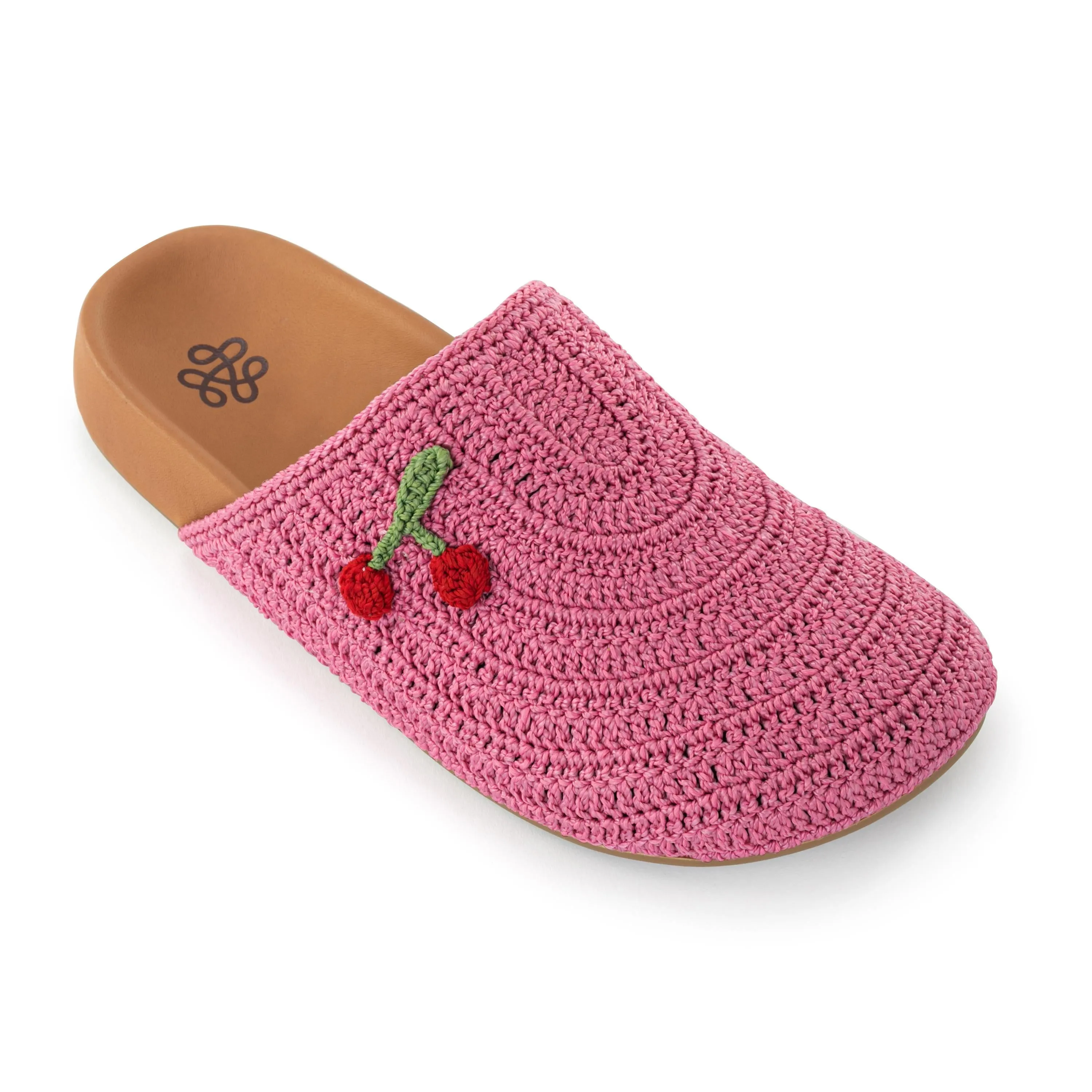 Bolinas Clog - Hand Crochet - Pink Cherries Boat Walk Cotton Touch