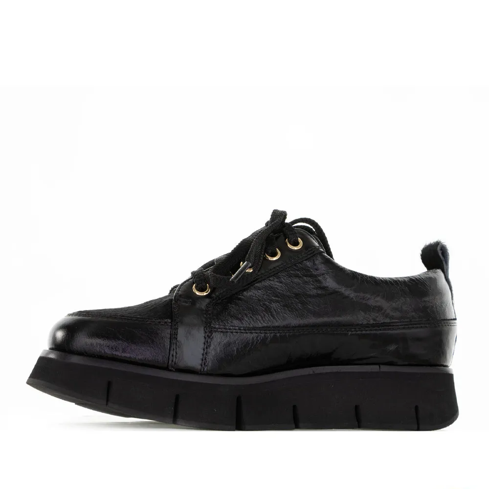 ALFIE & EVIE BINDI BLACK PATENT Slip On Style Bright Gold