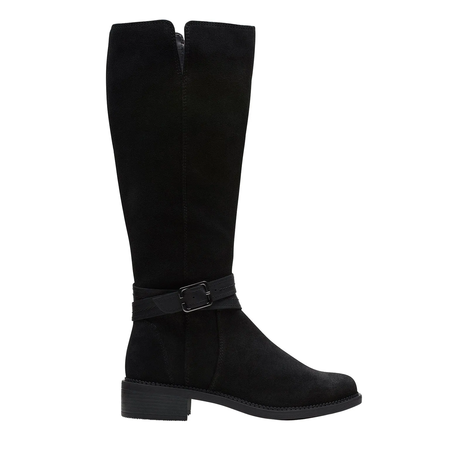 Anti-odor technology Clarks Maye Shine 26168092 Womens Black Suede Zipper Knee High Boots