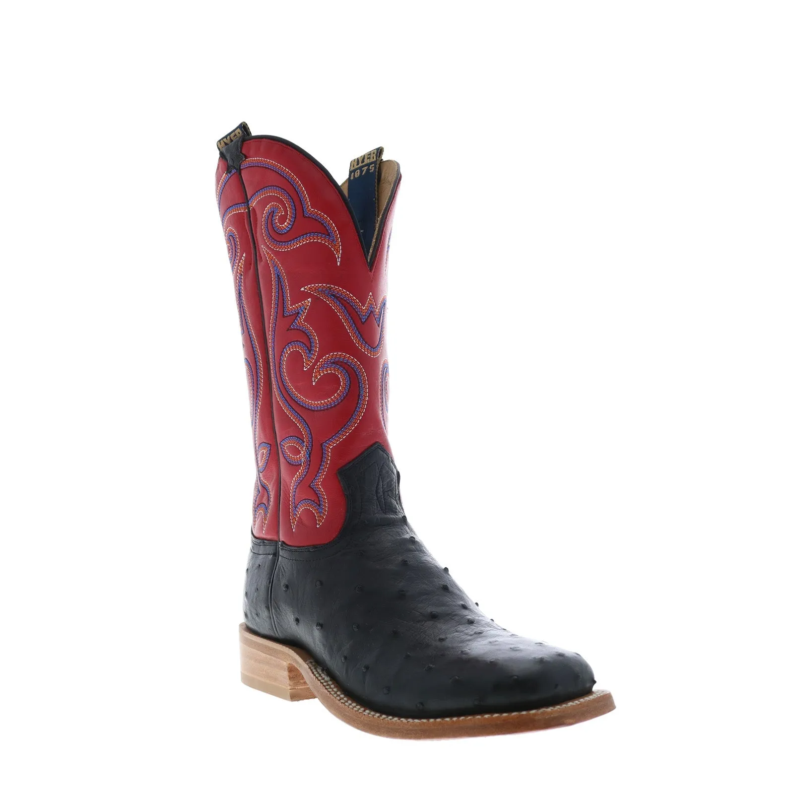 Hyer Jetmore 13" HM11009 Mens Black Ostrich Leather Western Cowboy Boots Day To Night Urban Footwear