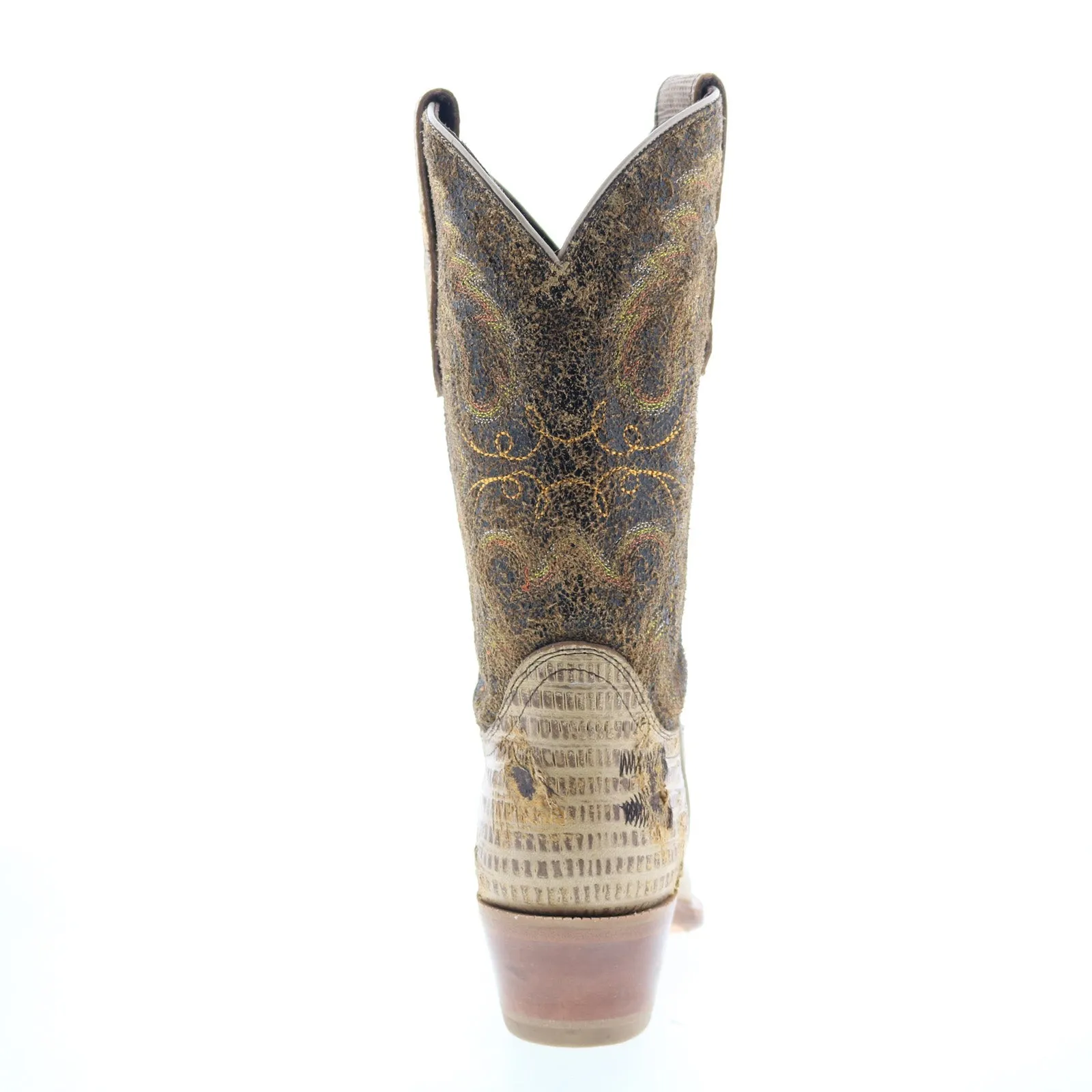 Outlaw Ladies 11" Lizard PNT 70301 Womens Brown Leather Western Boots Long Walk Dry Interior