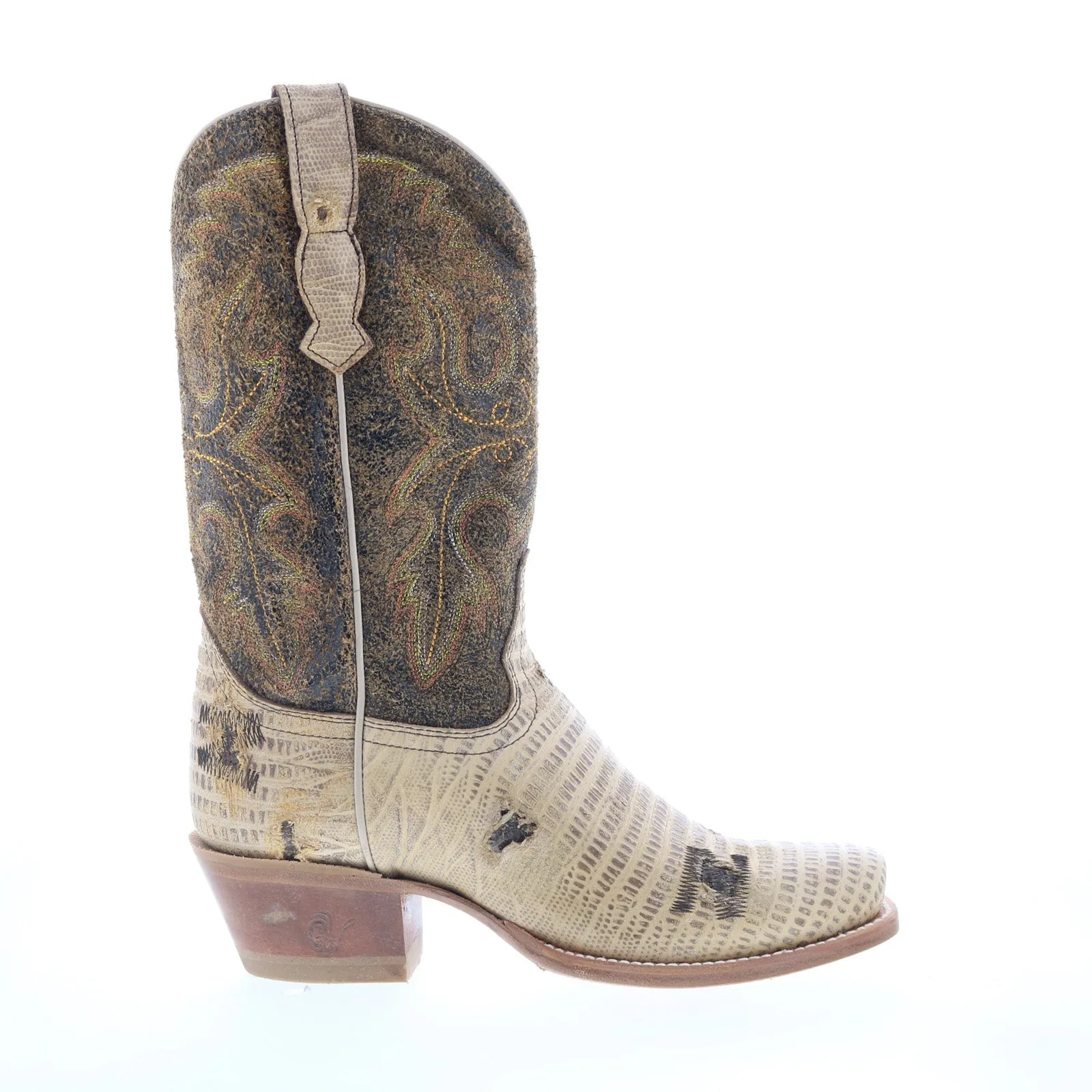 Fashionable Utility Outlaw Ladies 11" Lizard PNT 70301 Womens Brown Leather Western Boots