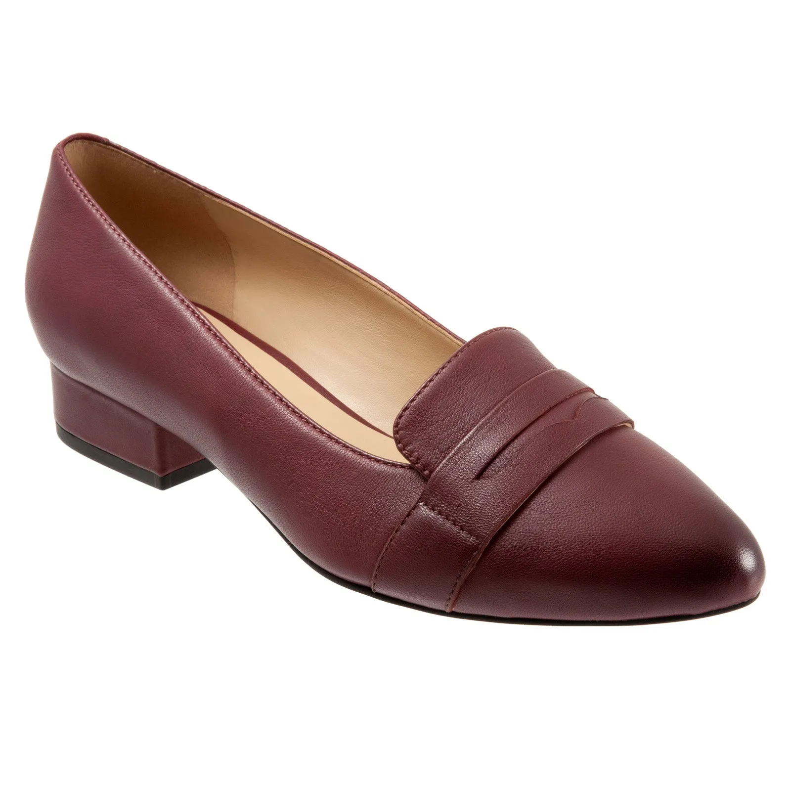 Slip-On Heels Comfort footbed Trotters Joelle T2163-627 Womens Burgundy Narrow Leather Pumps Heels Shoes