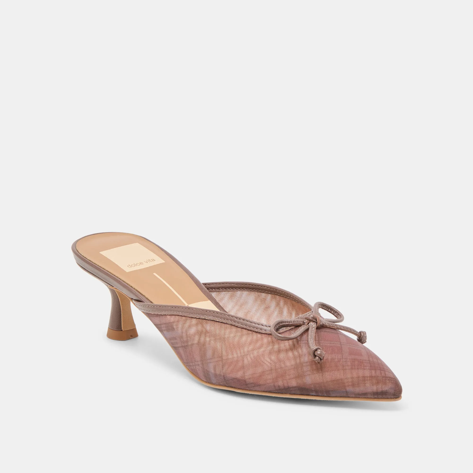 Classic Bridal Sandals CLEO HEELS COGNAC PLAID MESH