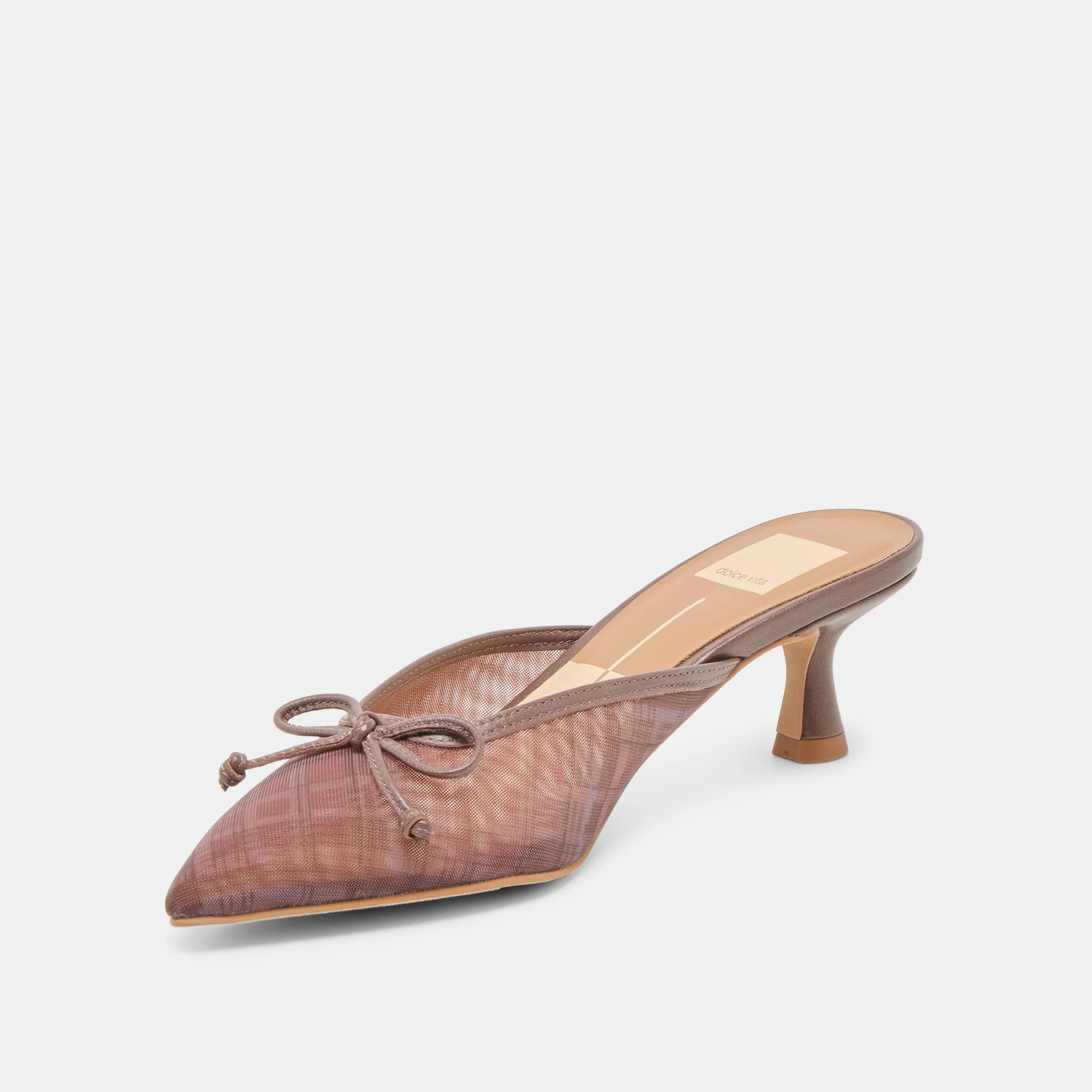 Comfortable Heel CLEO HEELS COGNAC PLAID MESH