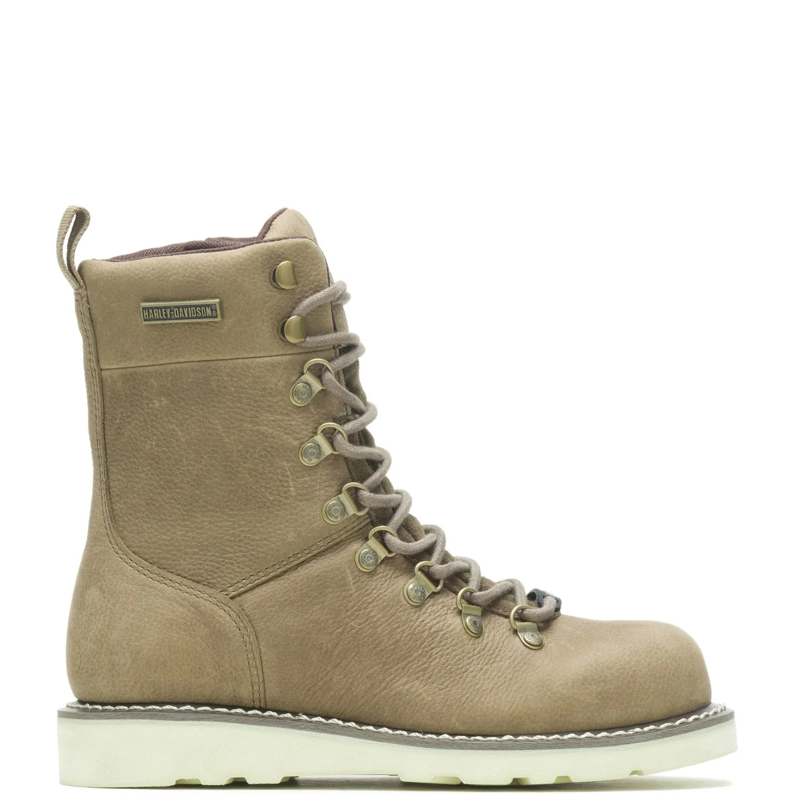 Harley-Davidson Denway 7" D87232 Womens Beige Leather Motorcycle Boots Easy Wear
