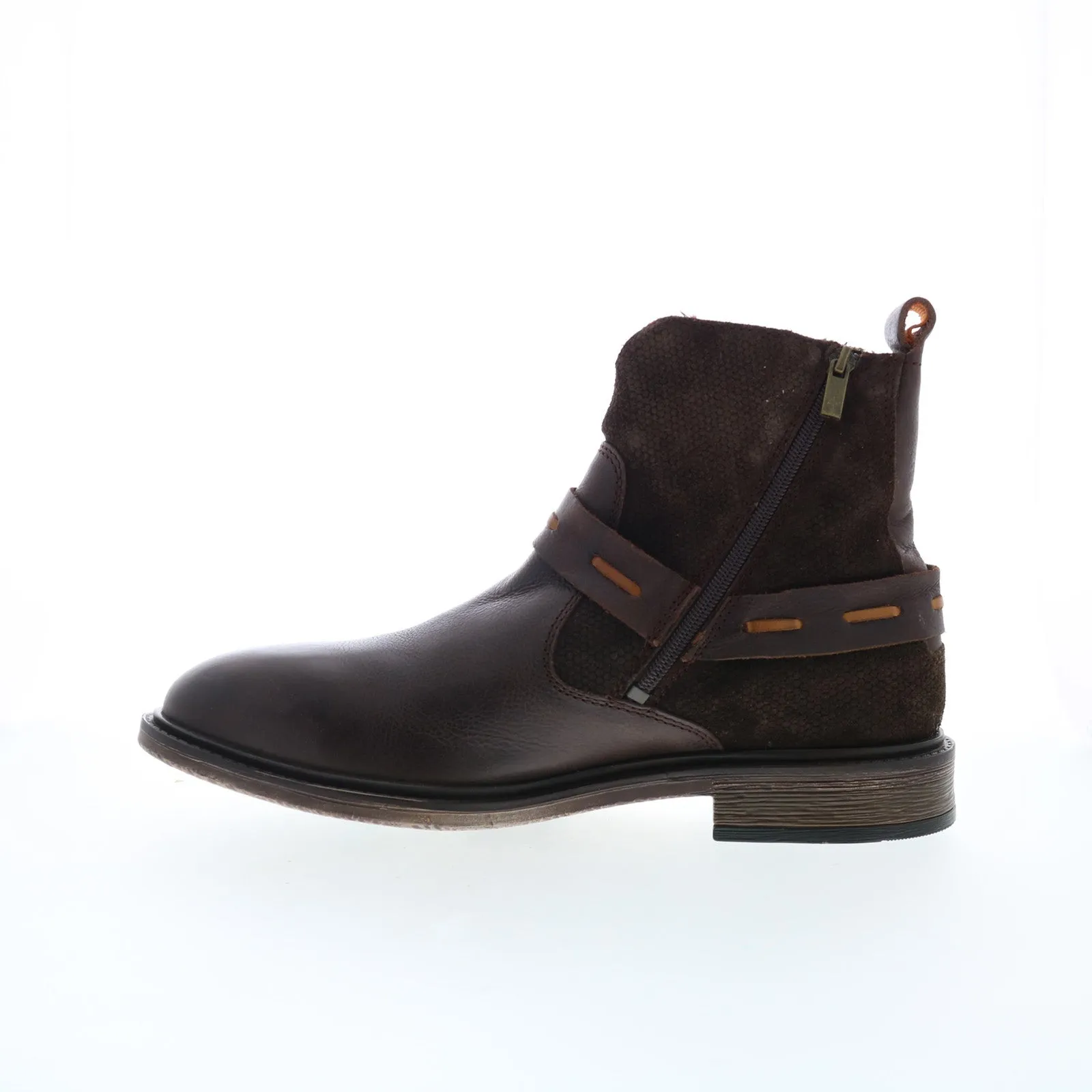 Testosterone Hammer Down T91610 Mens Brown Leather Zipper Casual Dress Boots Anti-static