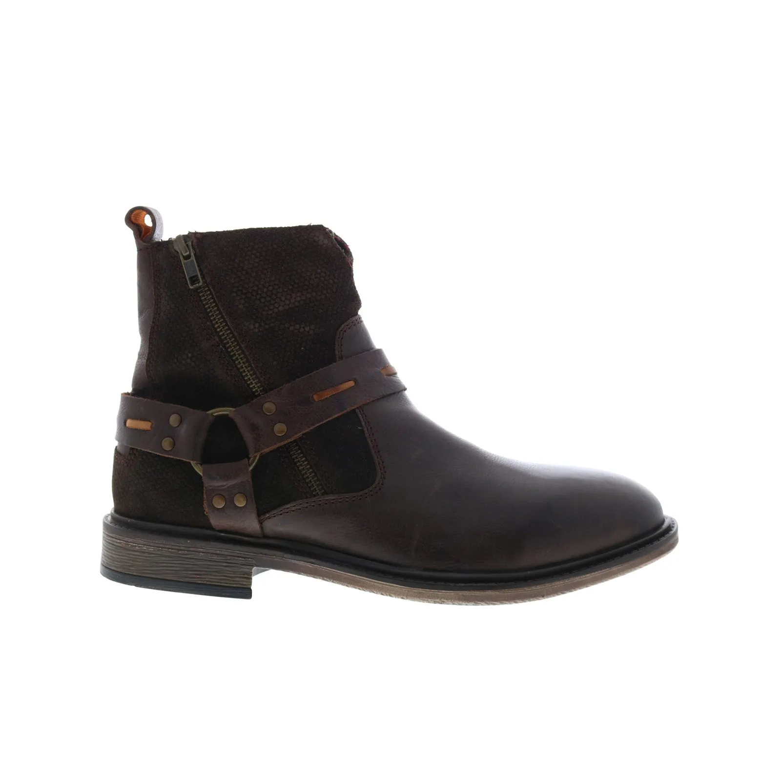 Testosterone Hammer Down T91610 Mens Brown Leather Zipper Casual Dress Boots Reliable Protection Clean Silhouette