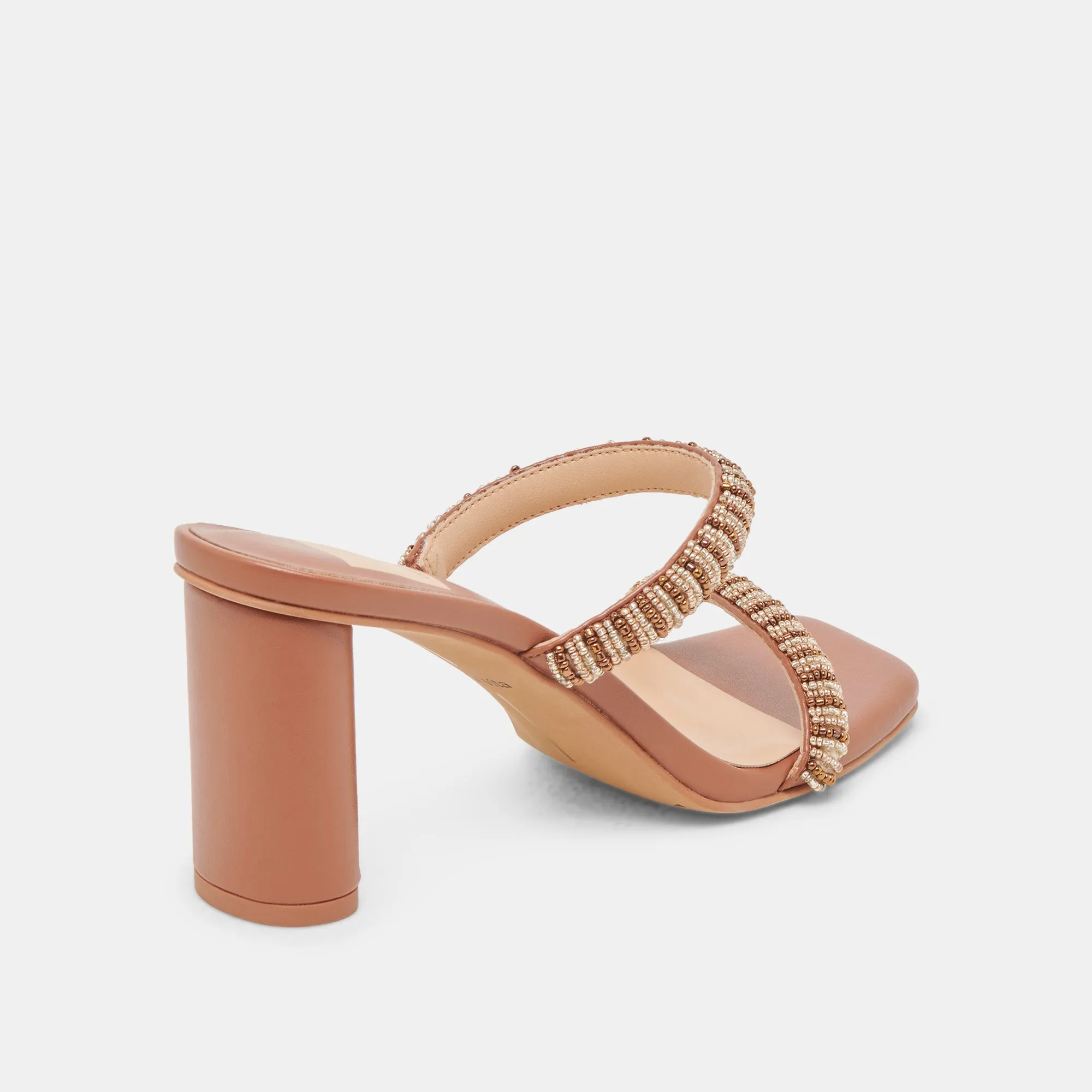 NOLAH HEELS TAN MULTI BEADS Strappy Sandals
