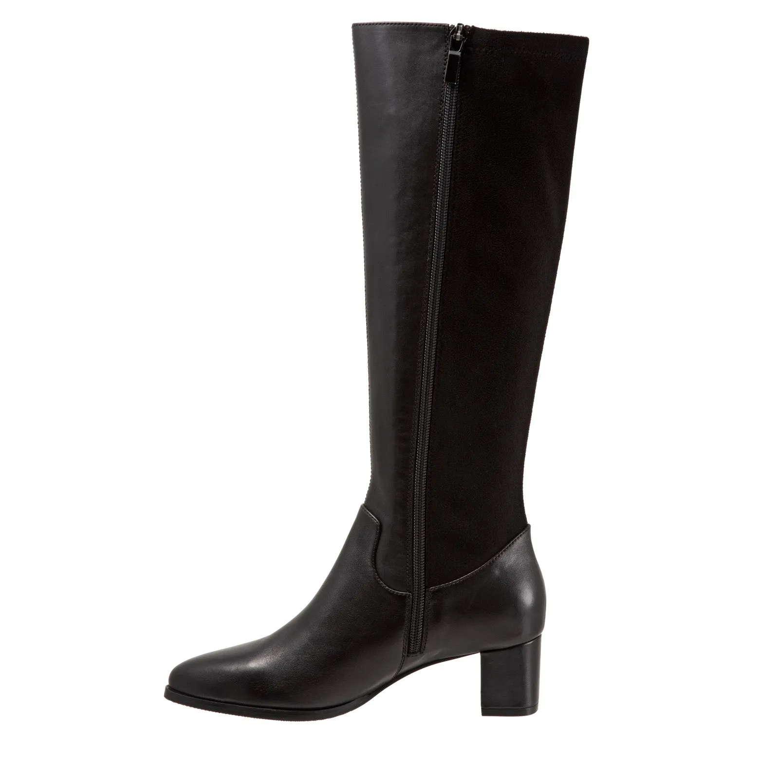 Athletic Edge Trotters Kirby Wide Calf T2067-001 Womens Black Leather Knee High Boots