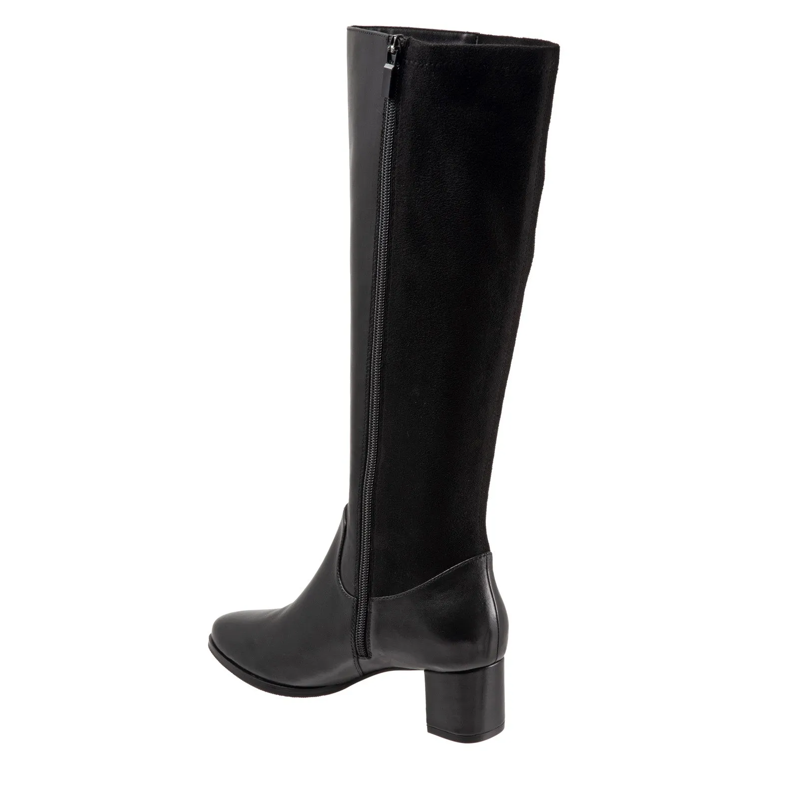 Daily Movement Premium Quality Trotters Kirby Wide Calf T2067-001 Womens Black Leather Knee High Boots
