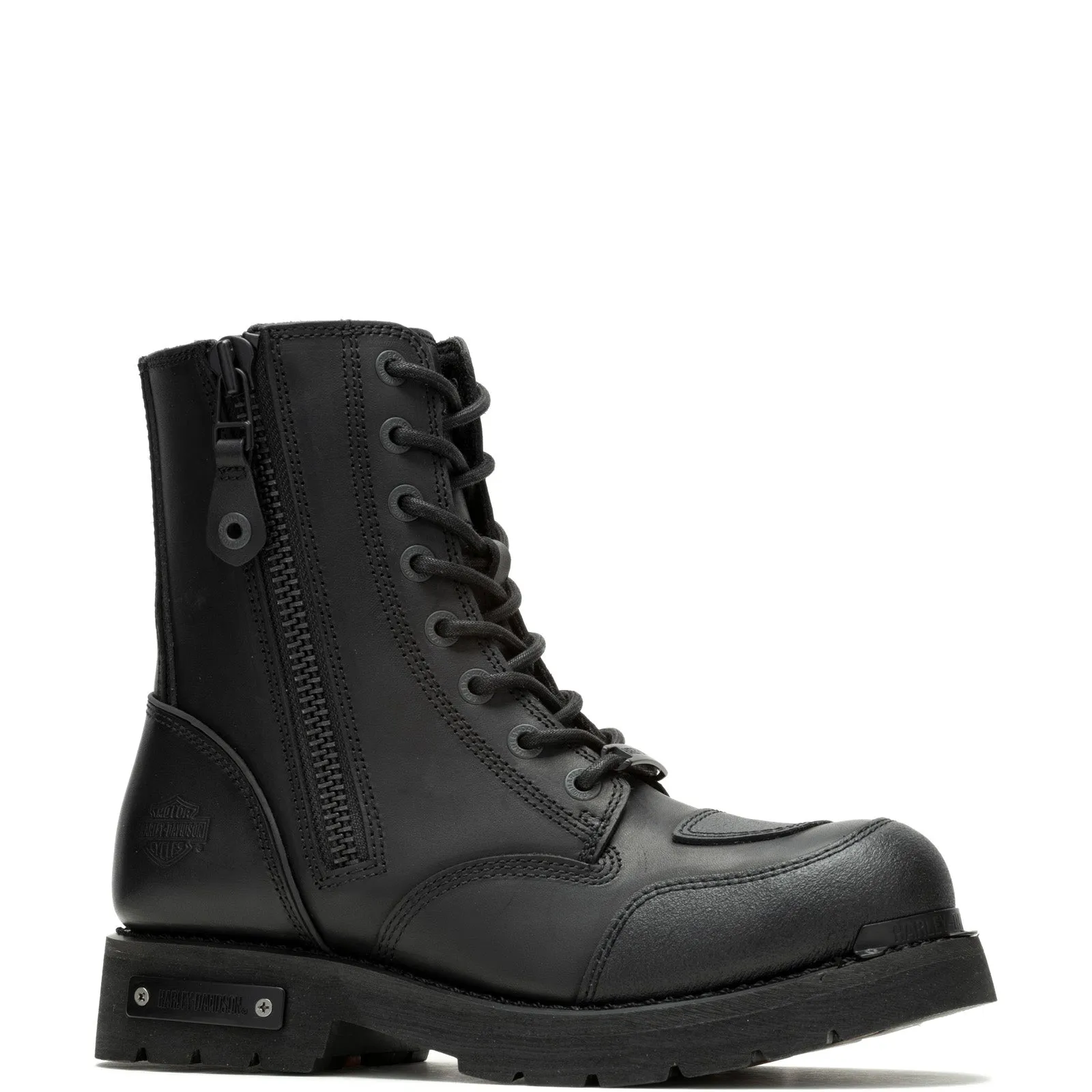 Harley-Davidson Hadan 7" D96297 Mens Black Leather Lace Up Motorcycle Boots Mesh Lining