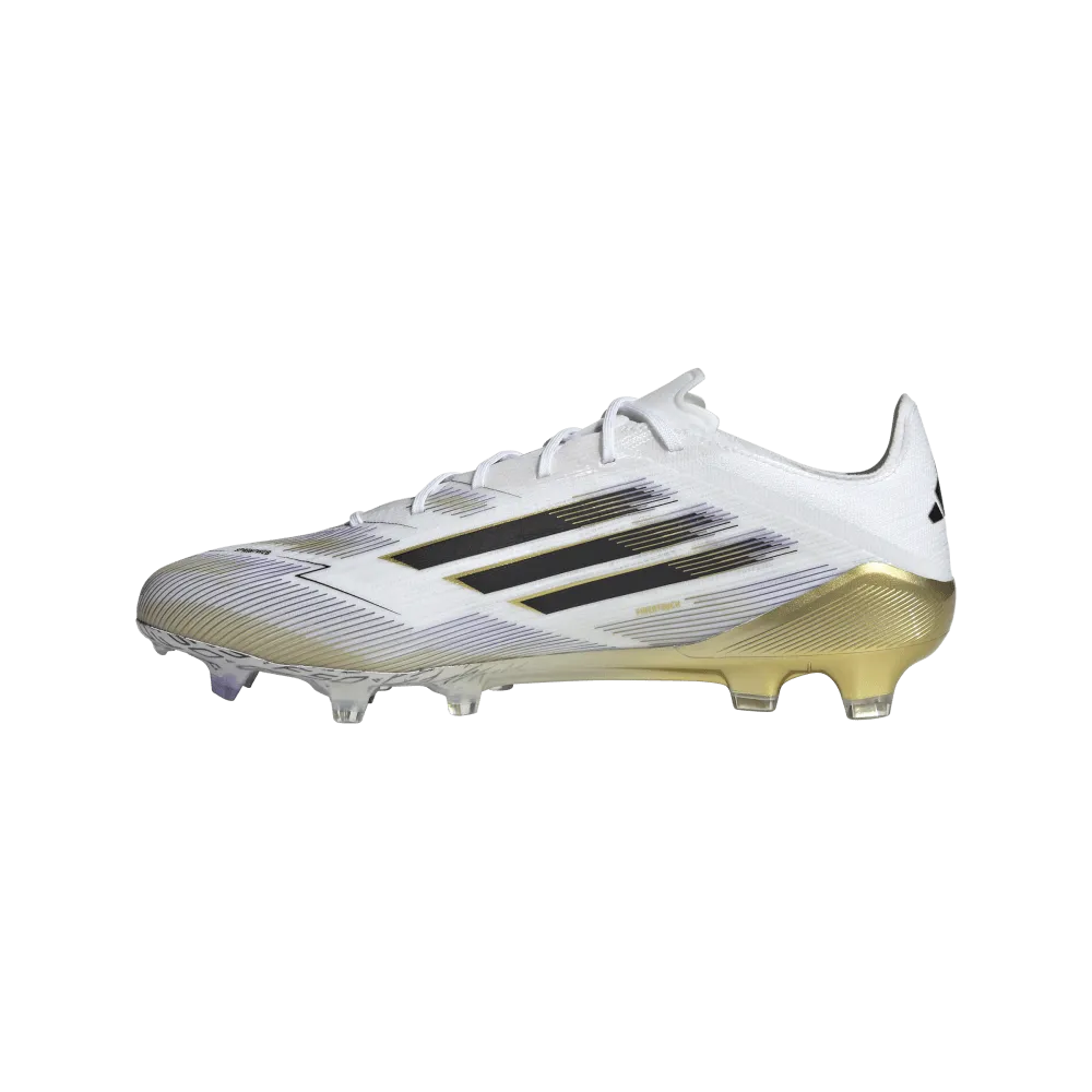 Plain wooden Adidas F50 Elite FG Football Boots (White/Black/Metallic Gold)