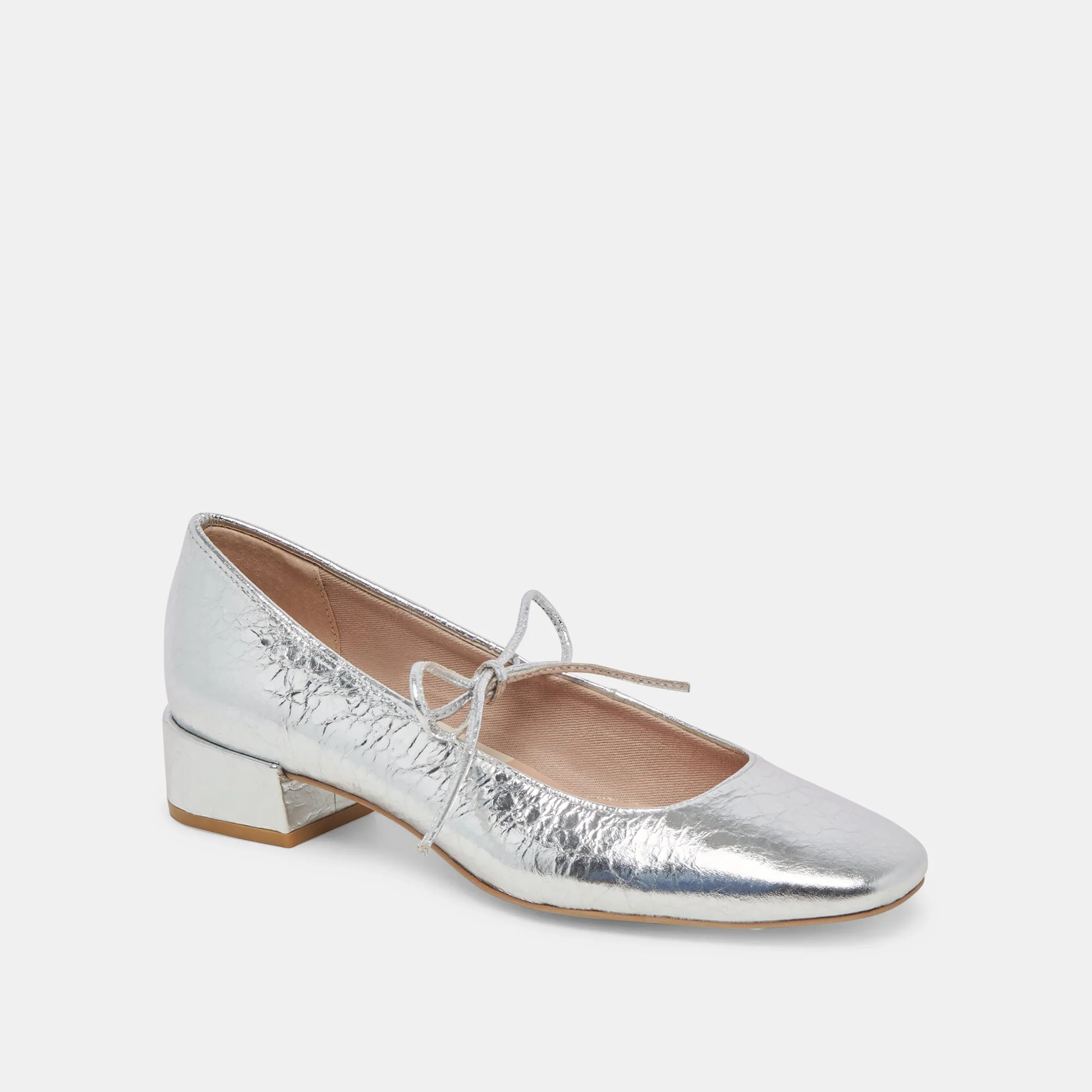 Causal Booties ARDIEN HEELS SILVER CRINKLE PATENT