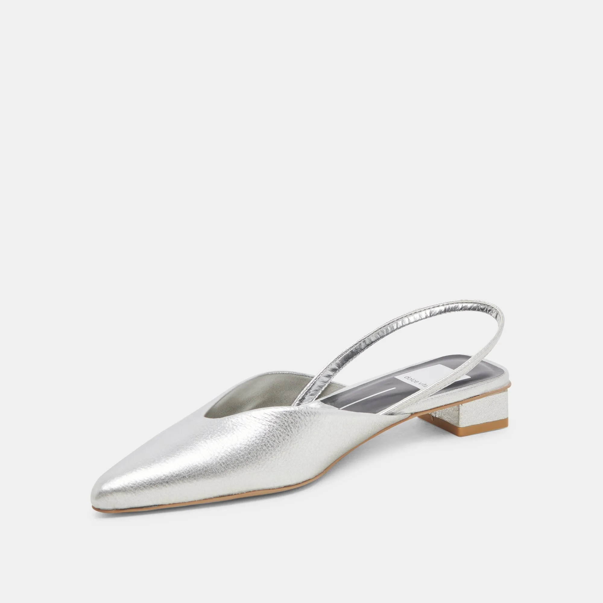 Ferry Step Top View BYANCA FLATS SILVER DISTRESSED LEATHER