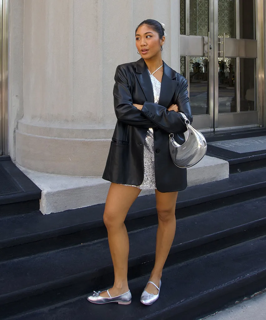 Trendsetter Style CARIN BALLET FLATS SILVER METALLIC LEATHER