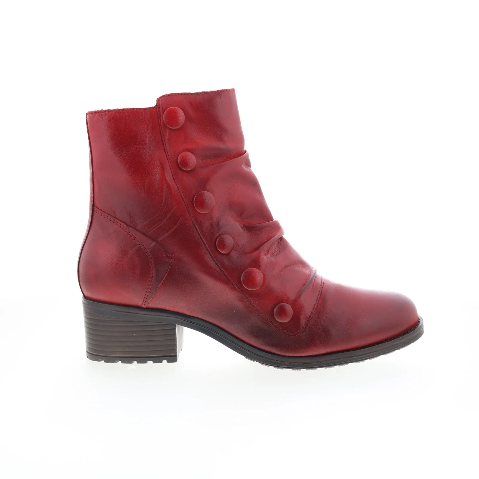 Miz Mooz Juliette Womens Red Leather Zipper Ankle & Booties Boots Quality Wear Tight Fit