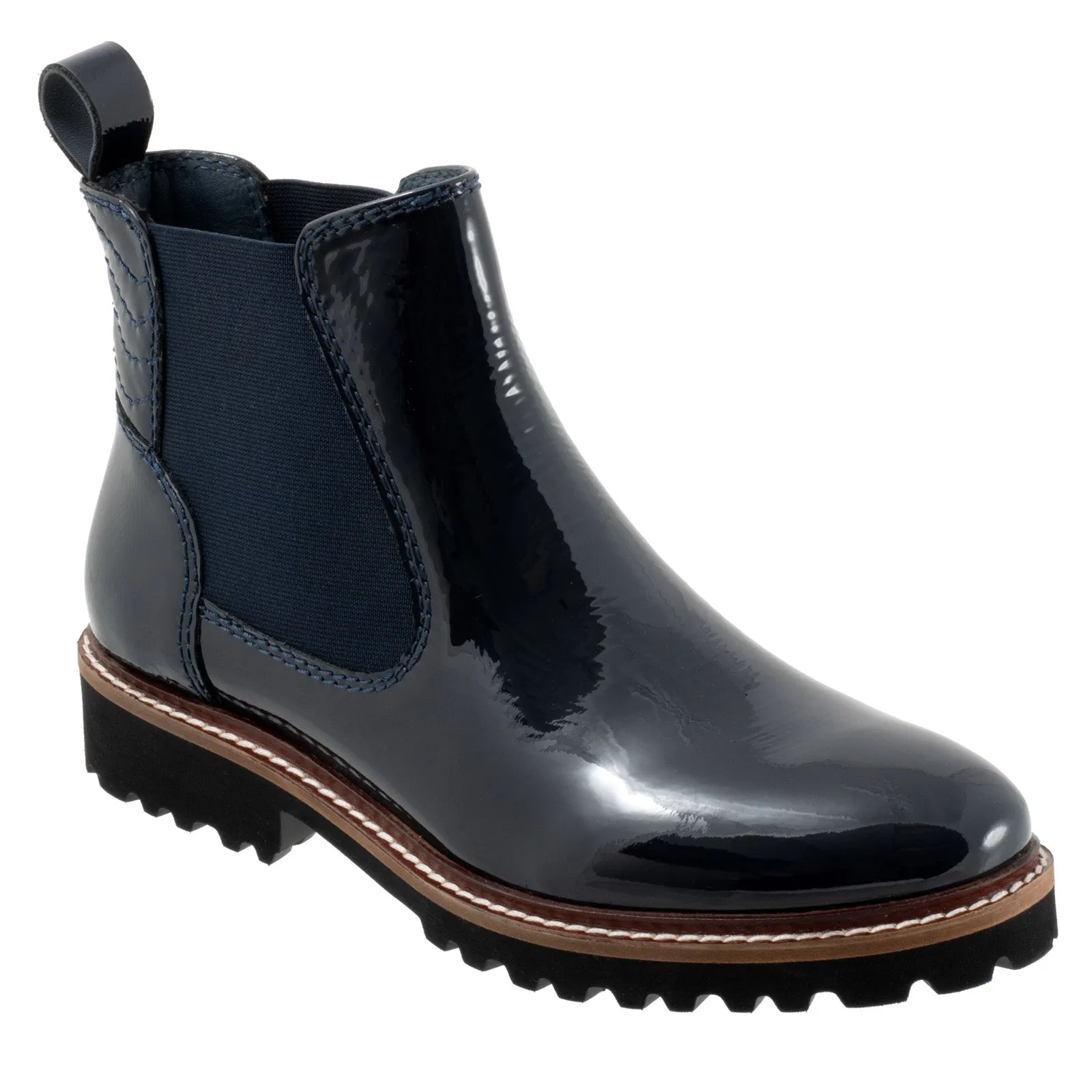 Leather Upper Groom Softwalk Indy S2251-416 Womens Blue Wide Leather Chelsea Boots