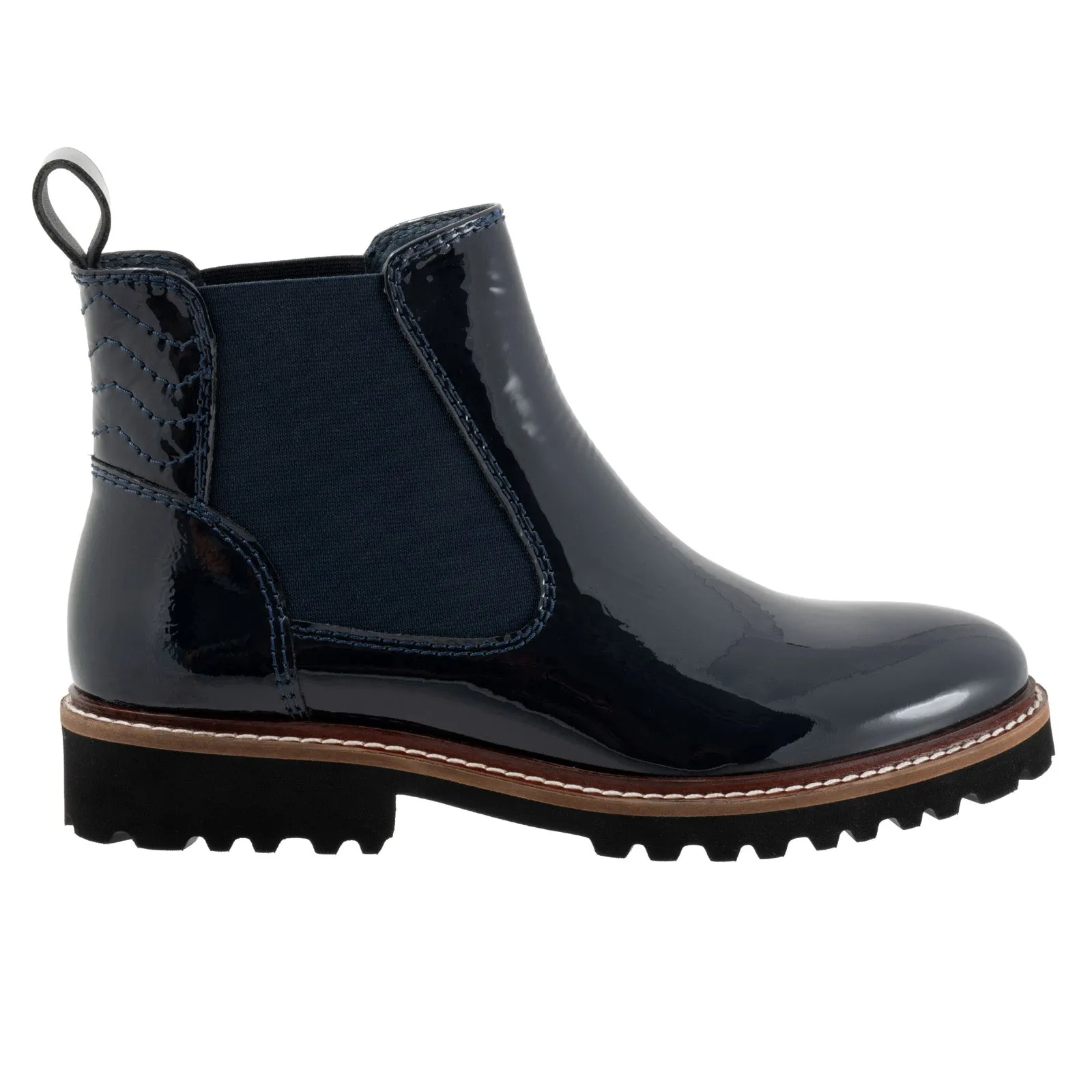 Softwalk Indy S2251-416 Womens Blue Wide Leather Chelsea Boots Hiking Enthusiast