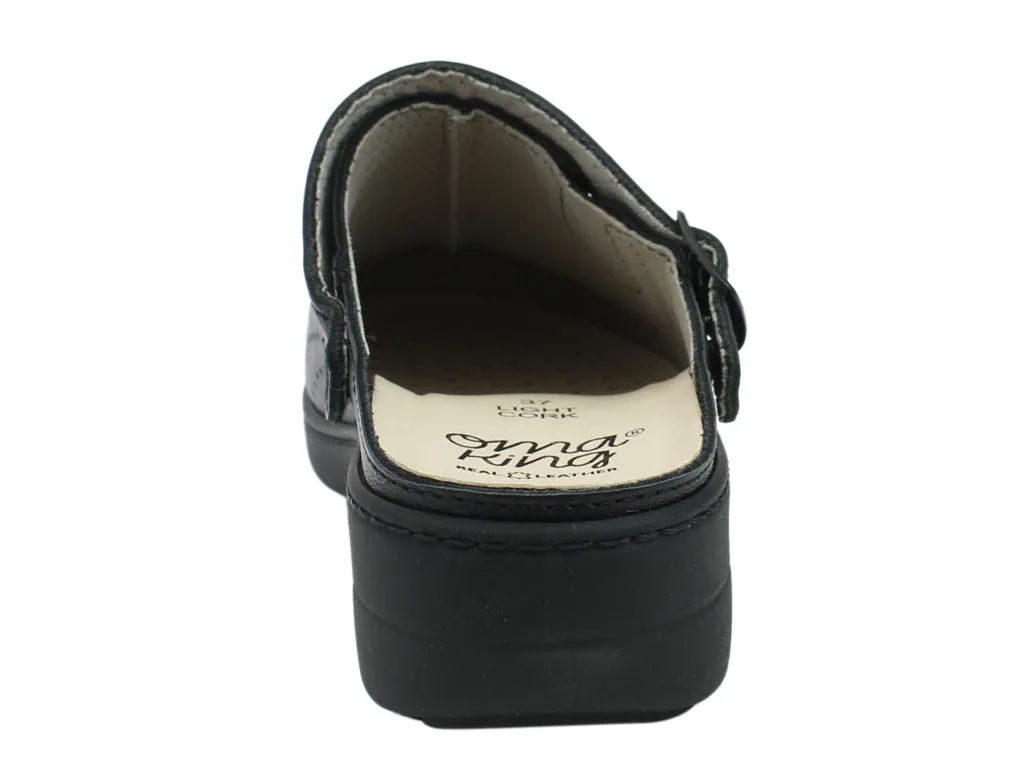 Resort Look Stylish Support OmaKing Loosu Classic leather clogs Black
