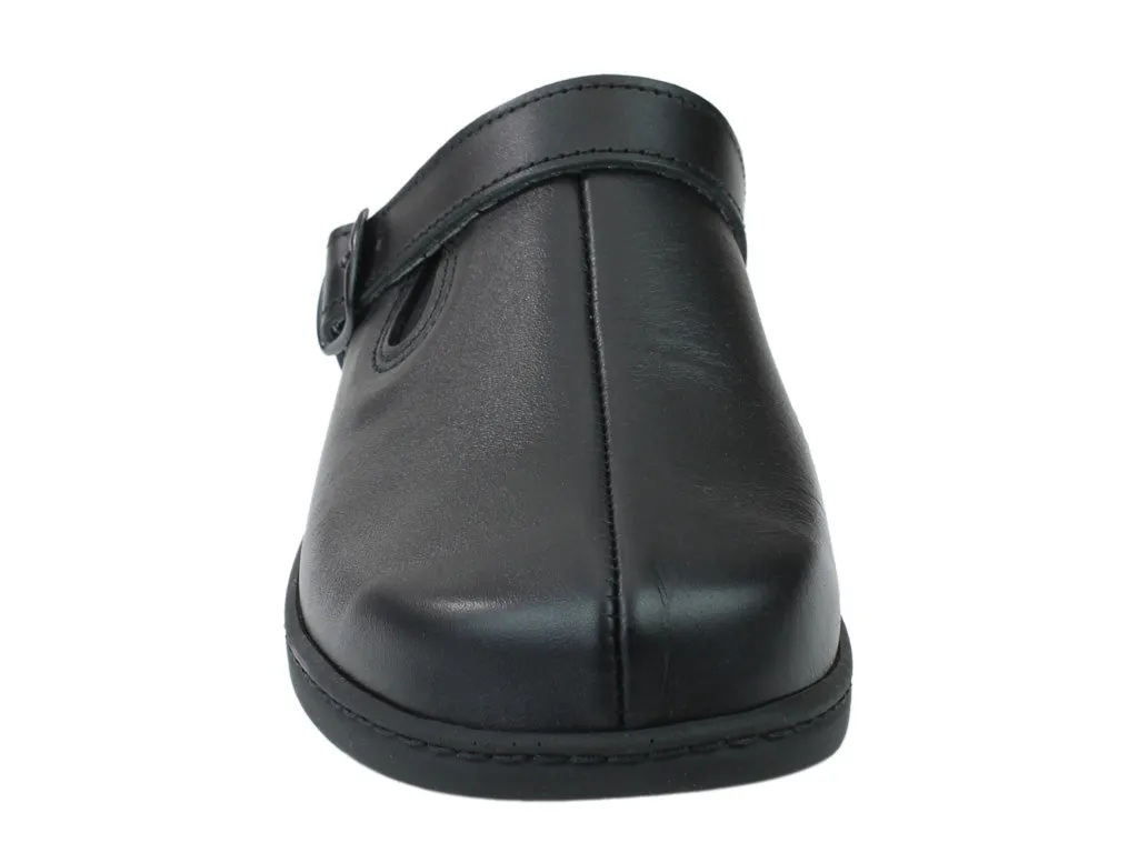 Relaxed Walking Easy Lock OmaKing Loosu Classic leather clogs Black
