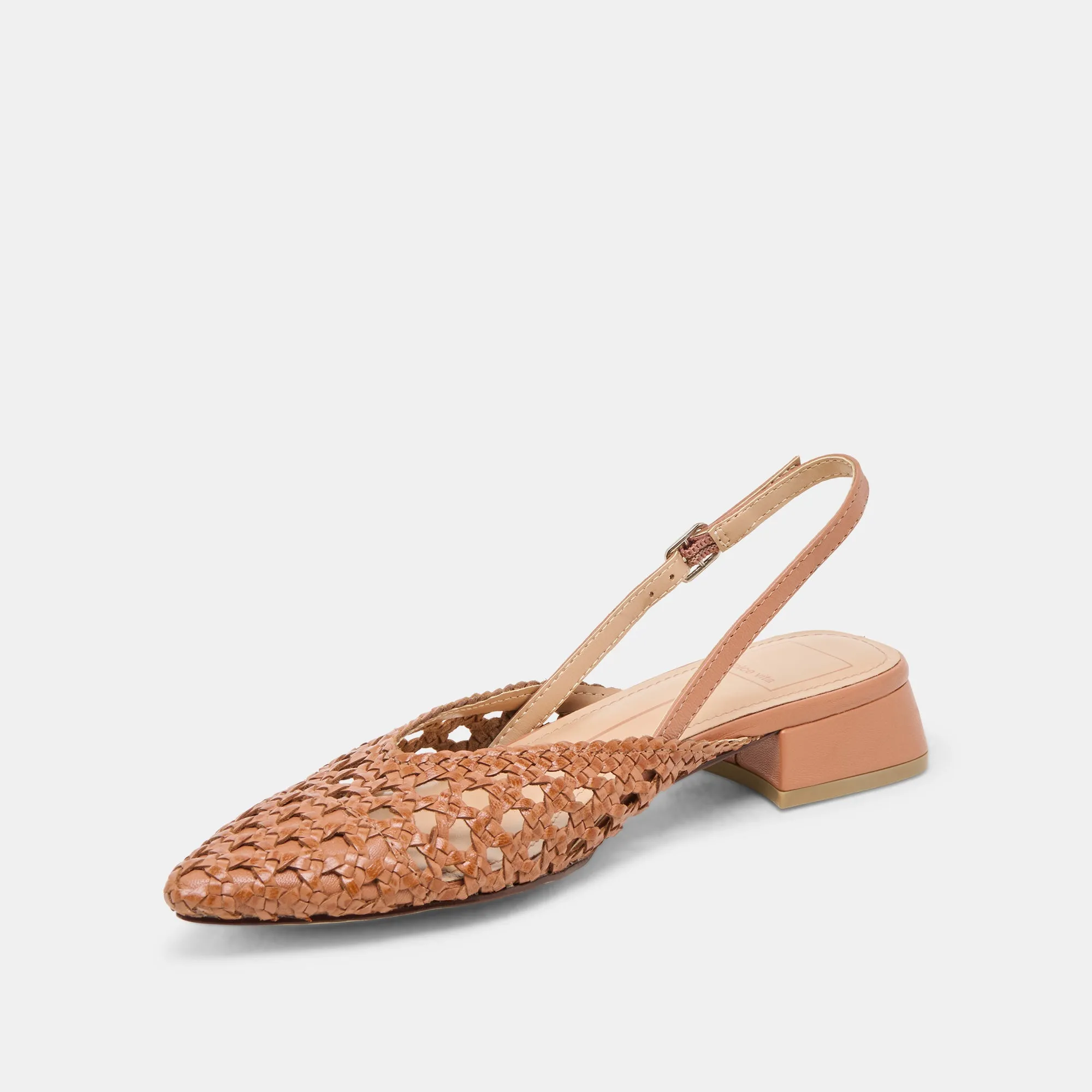 BIRDIE FLATS TAN WOVEN LEATHER Breathable Construction