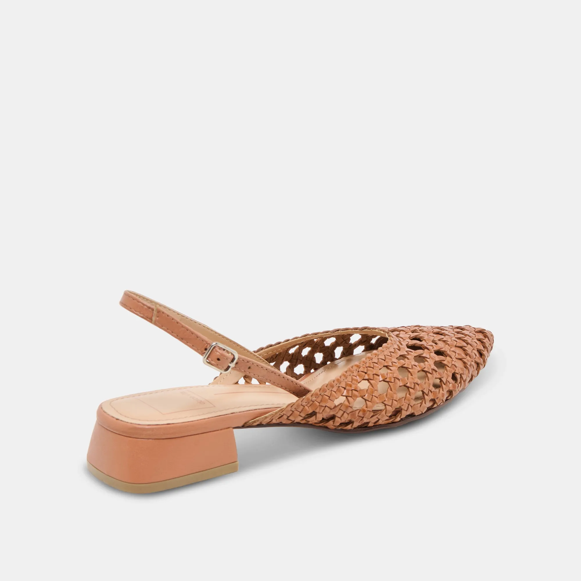 Cold resistant BIRDIE FLATS TAN WOVEN LEATHER