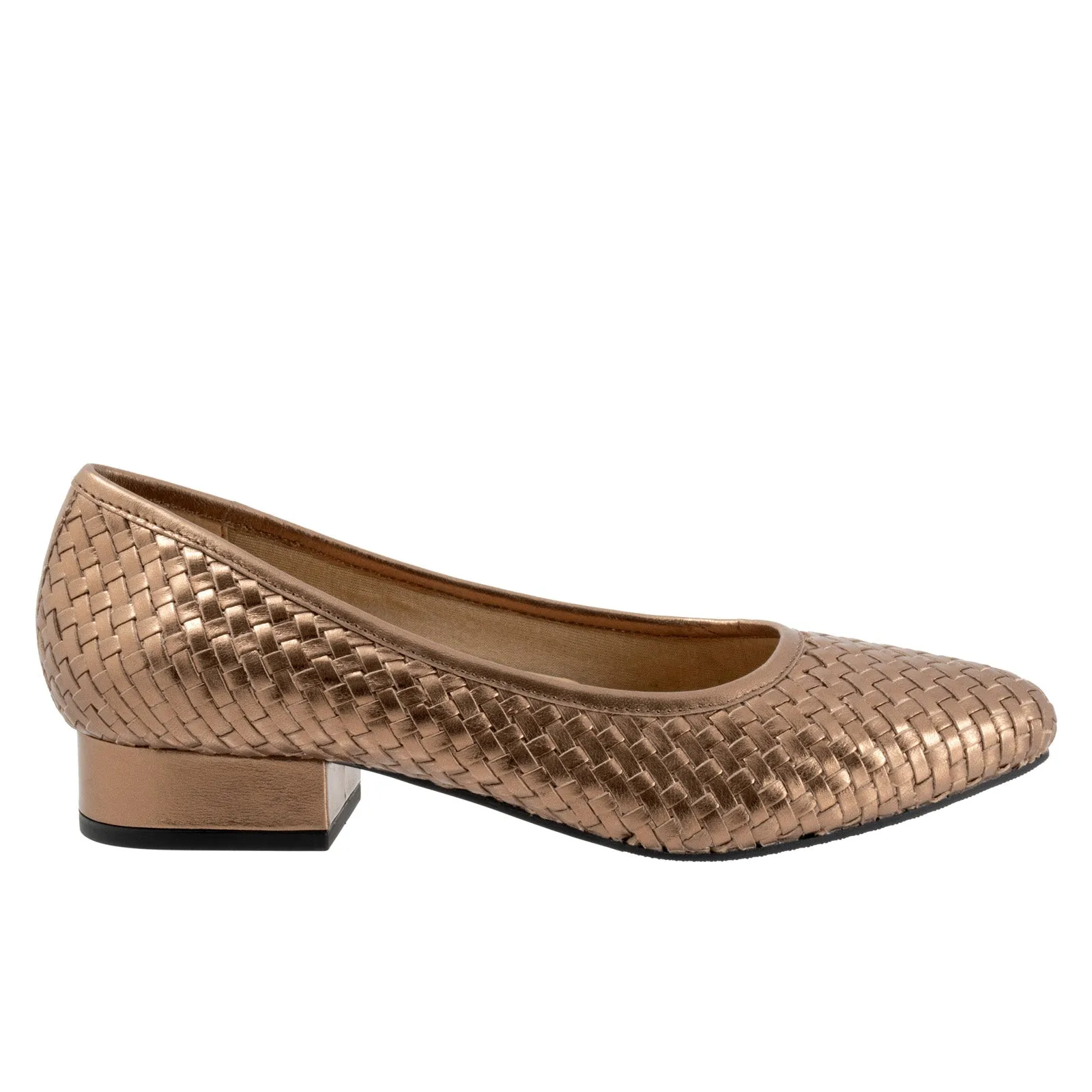 Trotters Jade T2269-222 Womens Brown Wide Leather Slip On Pumps Heels Shoes Pink Stiletto Heels Evening Heels
