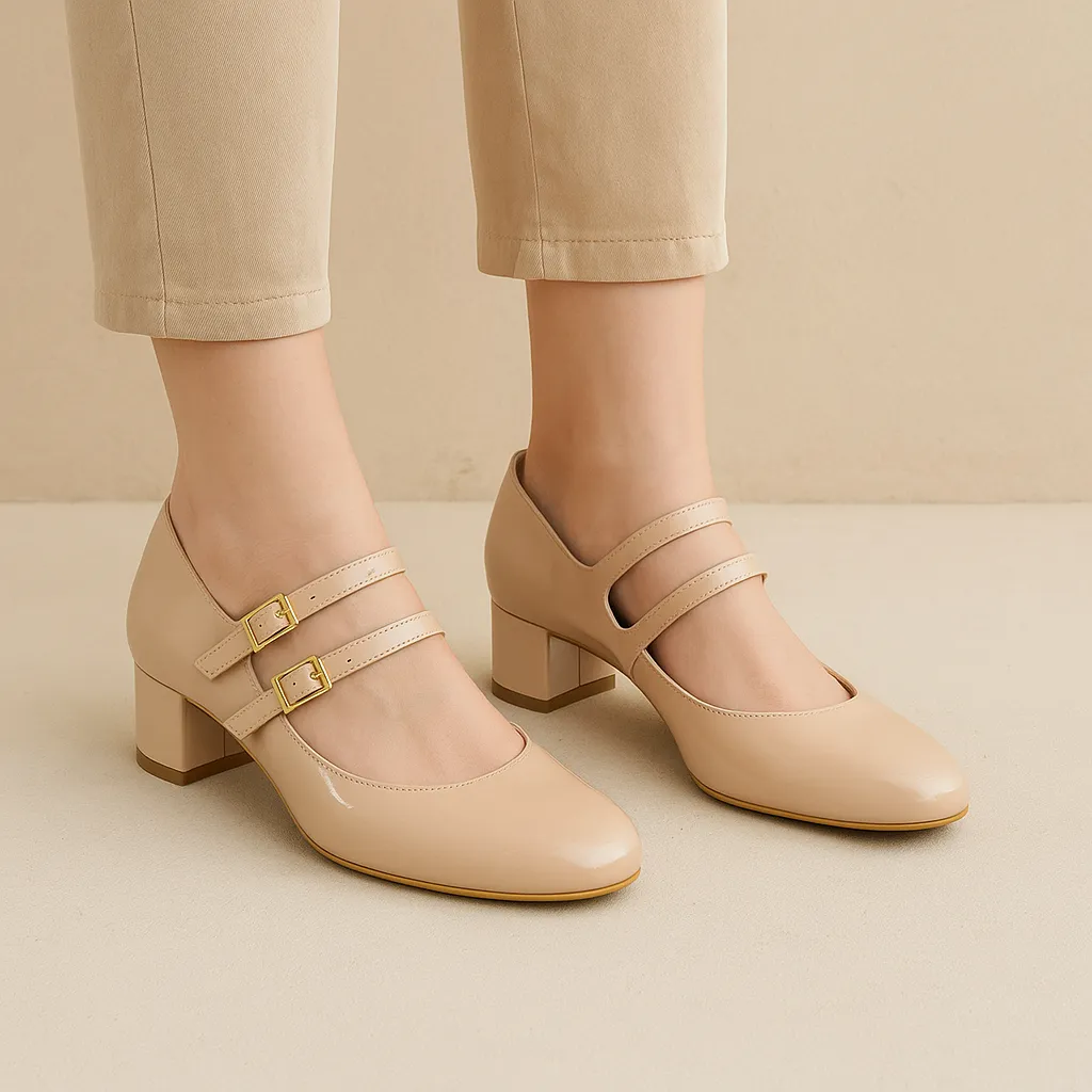 ZIERA KAROLY CAFE PATENT Sexy Platform Heels Wide toe box