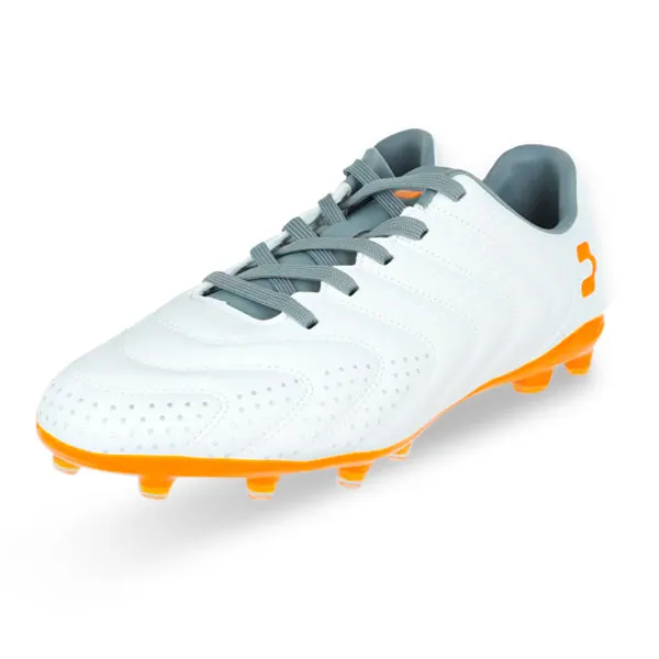 Stability control Padded Tongue Charly Encore Firm Ground Soccer Cleats (White/Orange)