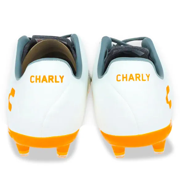 Charly Encore Firm Ground Soccer Cleats (White/Orange) Active Fit
