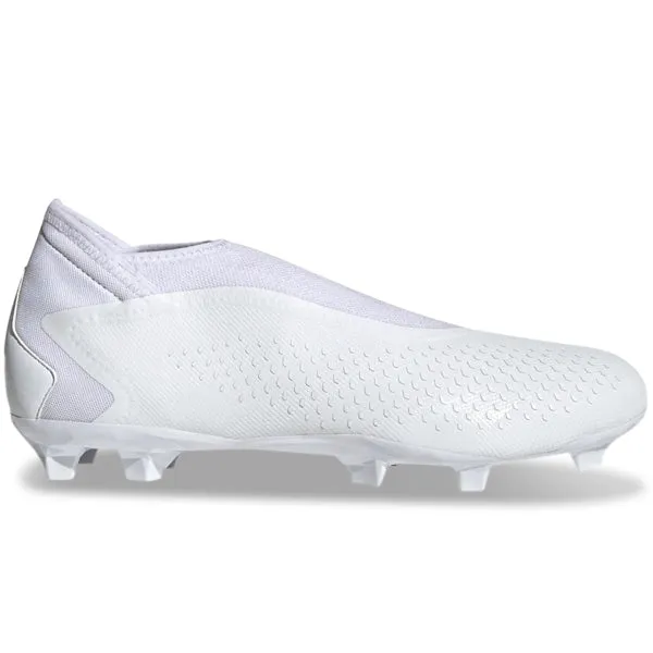 Power Push adidas Predator Accuracy.3 Laceless Firm Ground Soccer Cleats (Core White)