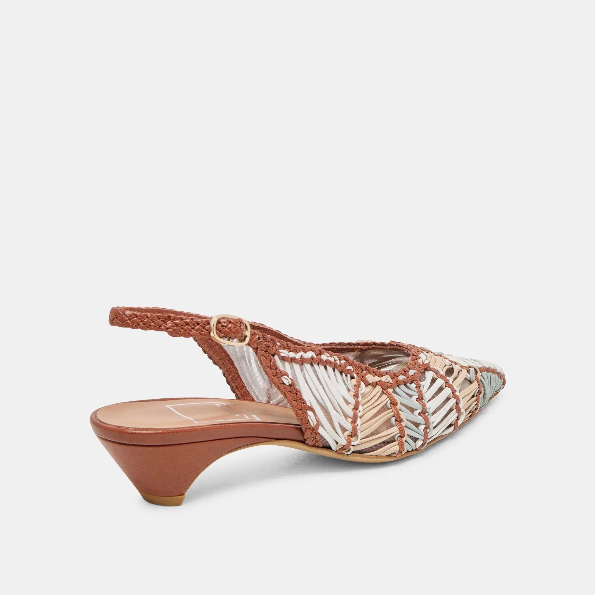 Luxe Leather Heels Cozy Heels DAFNEY HEELS TAN MULTI WOVEN LEATHER