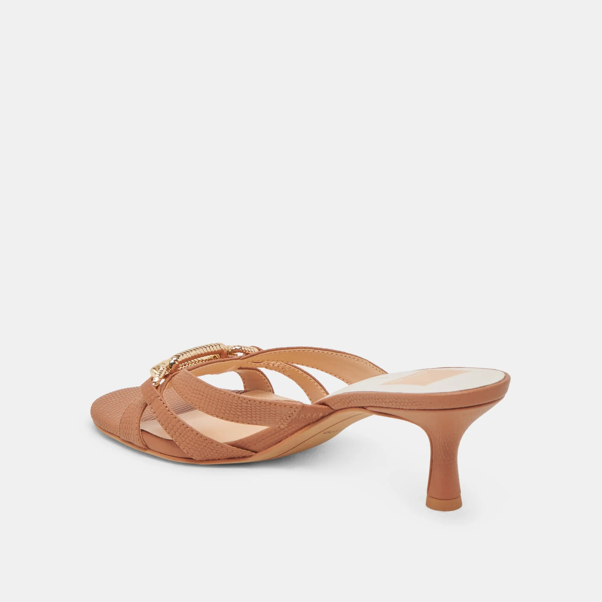 Flower Pop LERAH HEELS SADDLE EMBOSSED LEATHER