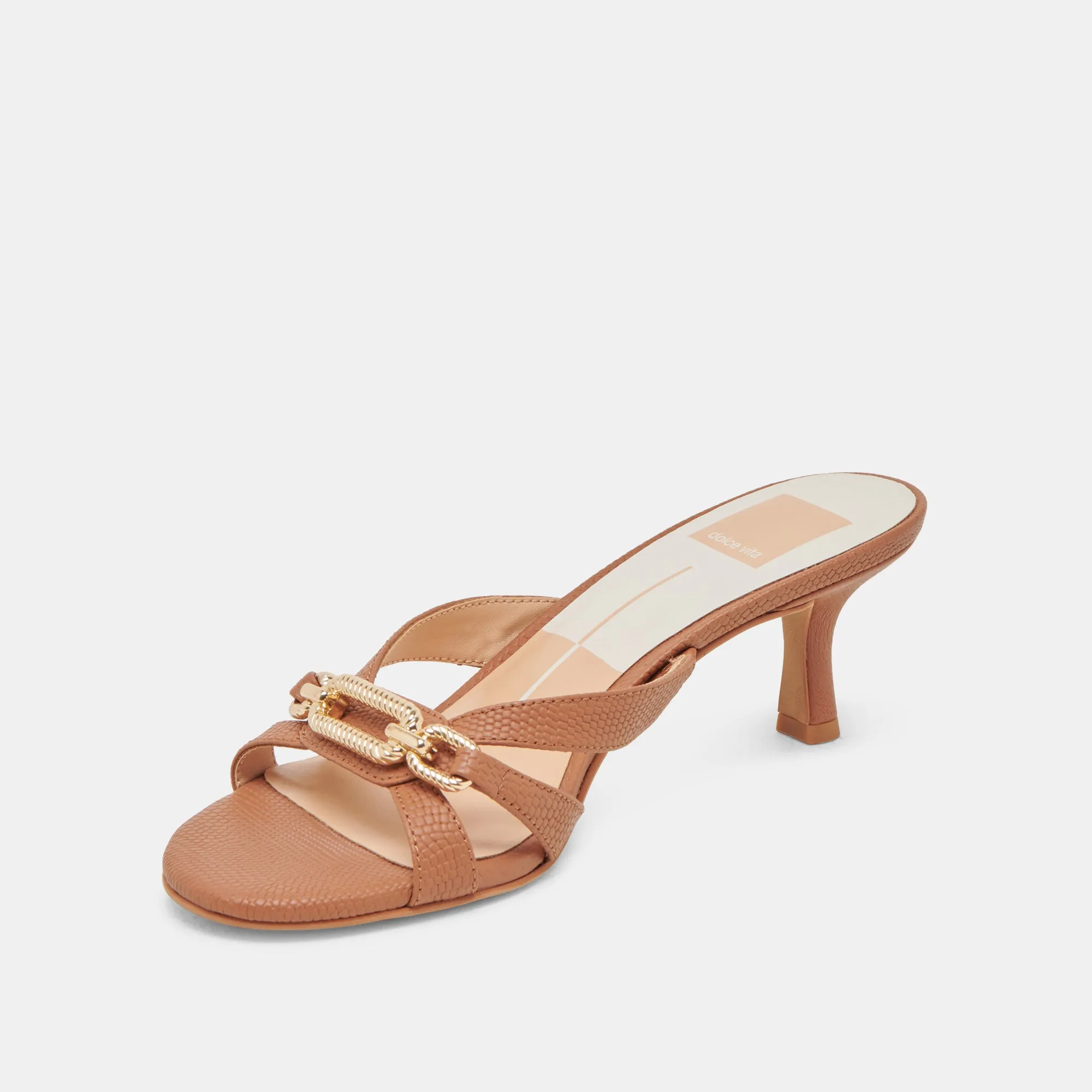LERAH HEELS SADDLE EMBOSSED LEATHER Padded Touch Market Walk