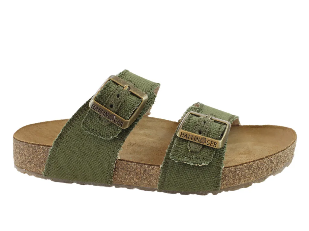 Haflinger Sandals Andrea Olive Canvas Modern Bold Rich Jewel