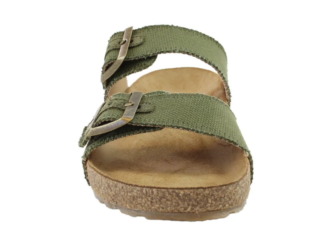 Pastel tone Haflinger Sandals Andrea Olive Canvas