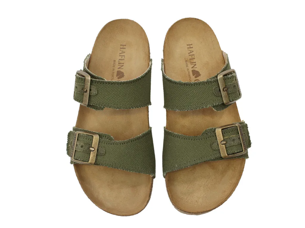 Angel Glow Haflinger Sandals Andrea Olive Canvas