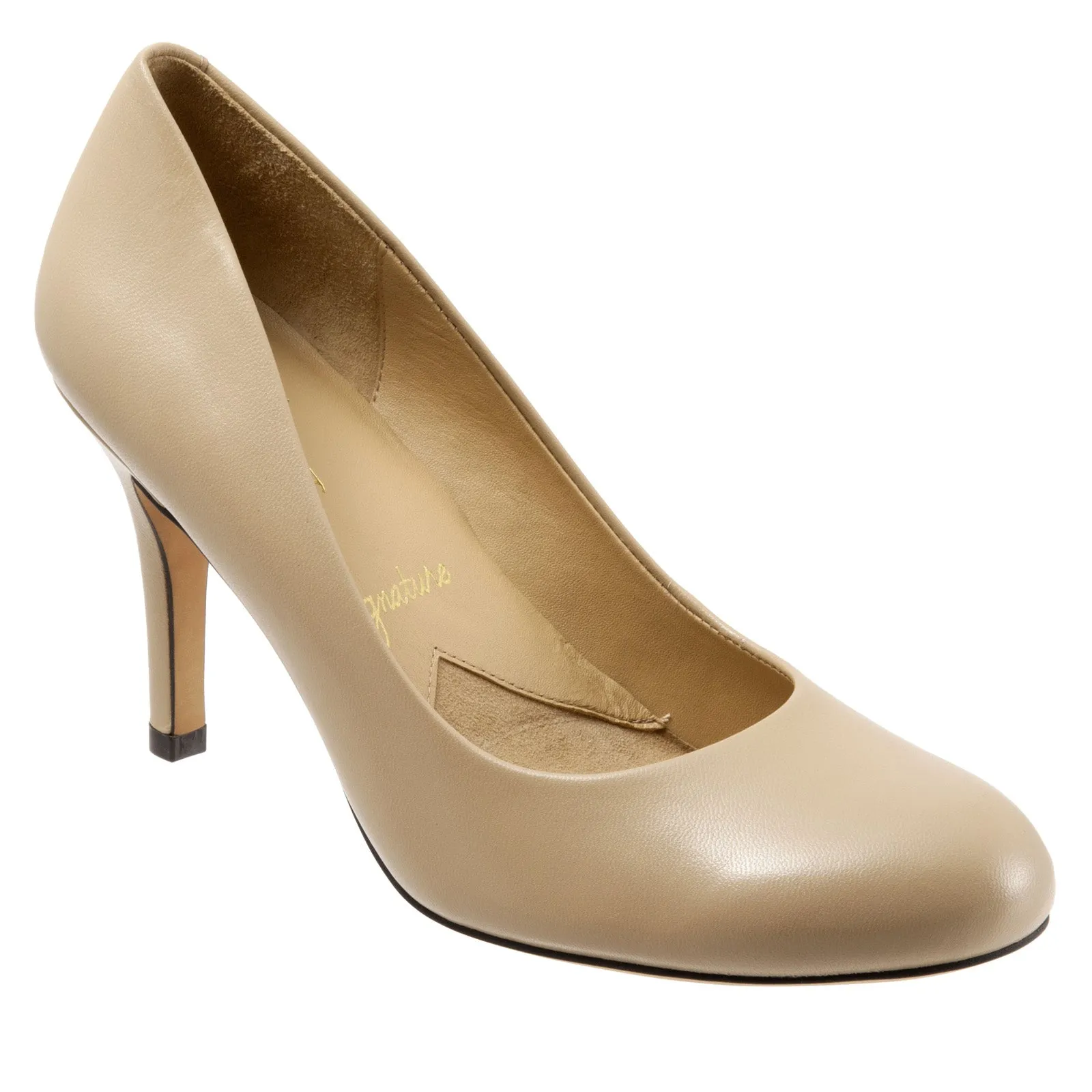 Trotters Gigi T1505-185 Womens Beige Narrow Leather Pumps Heels Shoes Decorative High Heels Soft Material