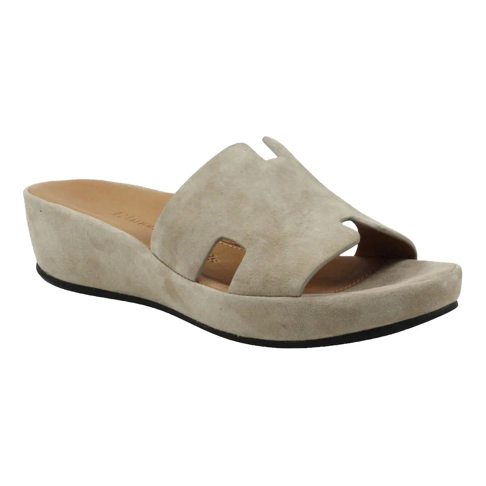 Catiana Slip on Sandal - Taupe Kid Suede Bright Neon