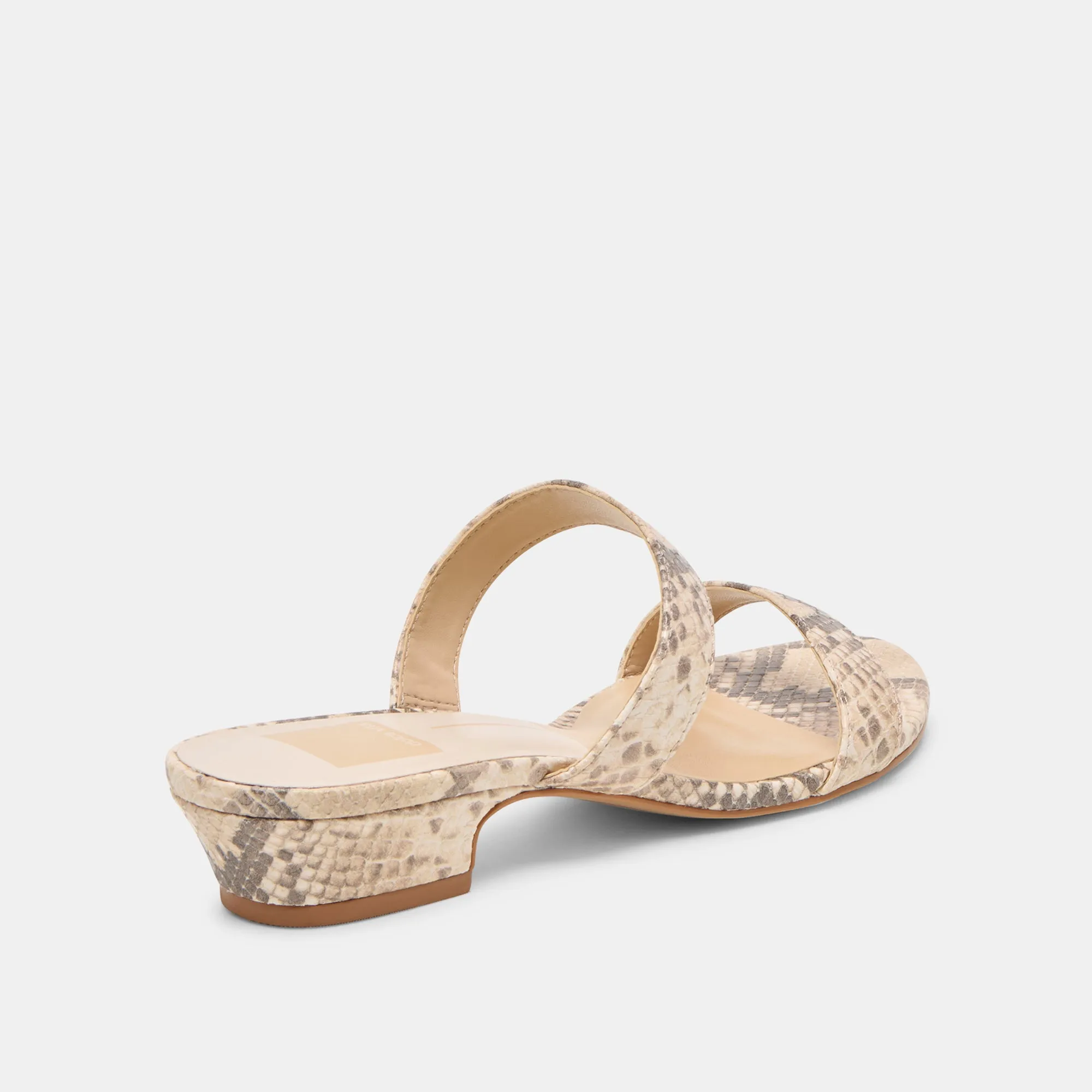 Sunday Vibe No Rub KAMILE SANDALS NATURAL SNAKE EMBOSSED LEATHER