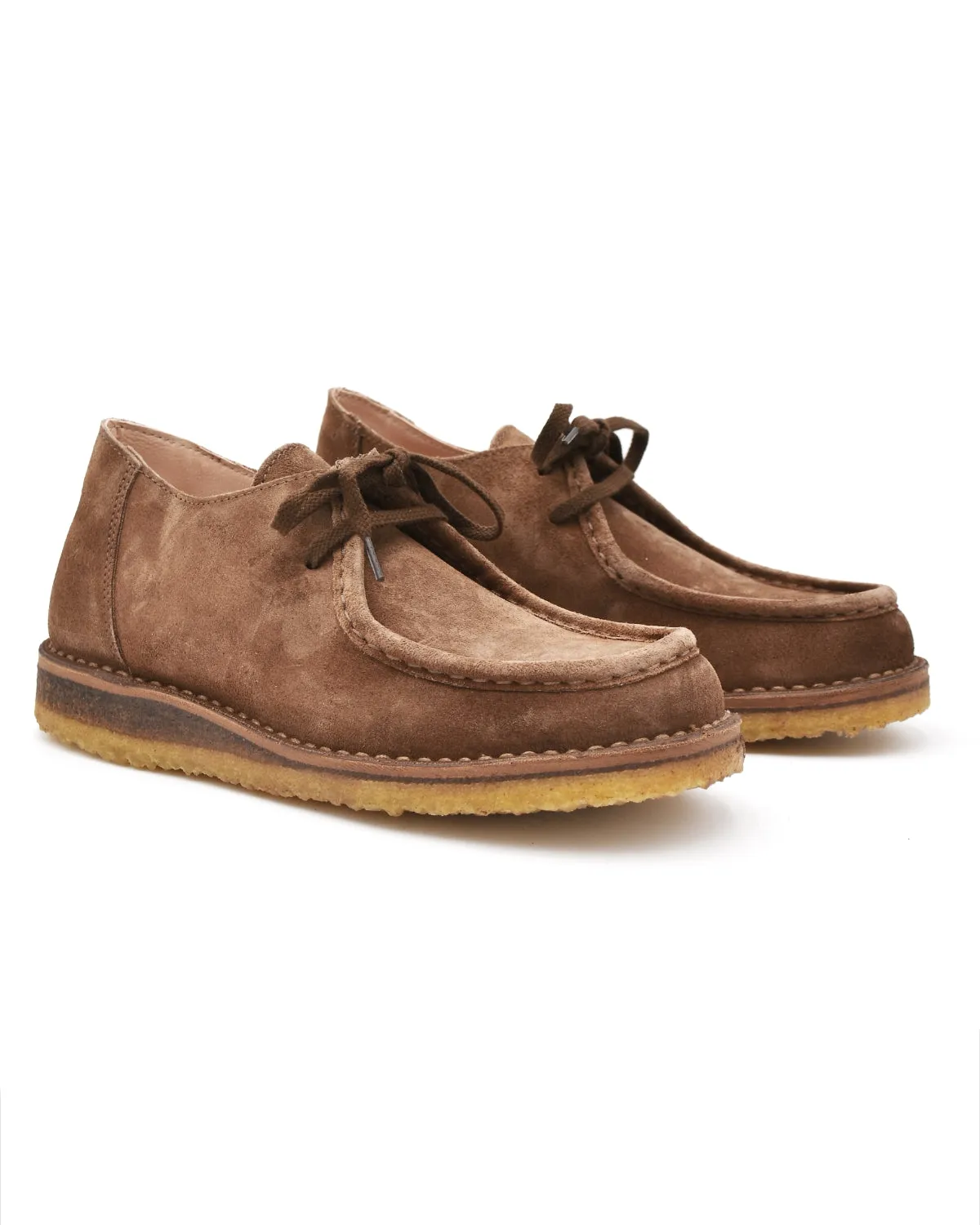 Soft Neutral Astorflex Beenflex Wallabee Shoe in Sesame Suede