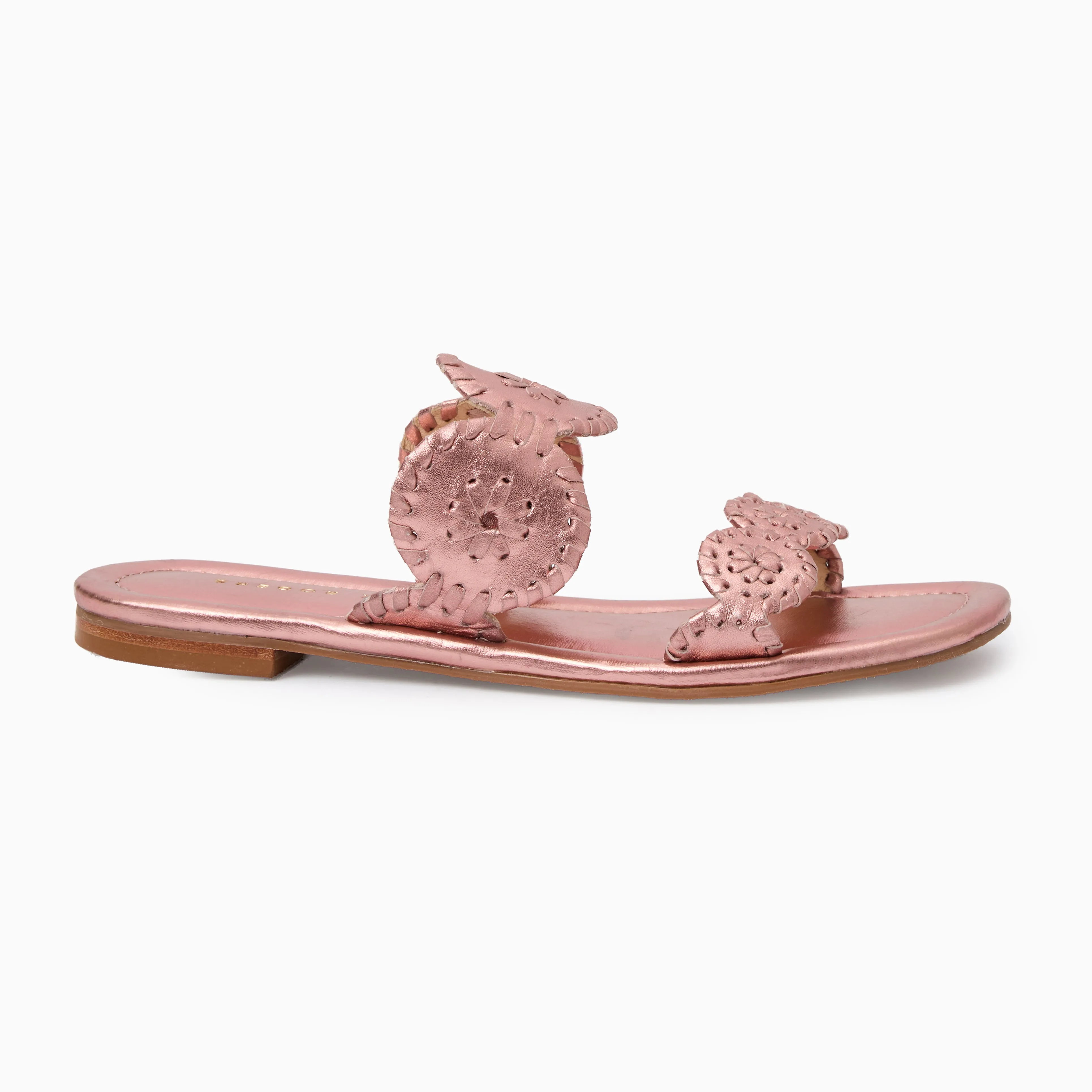 Metal Edge Slip On Lauren II Leather Slide Sandal