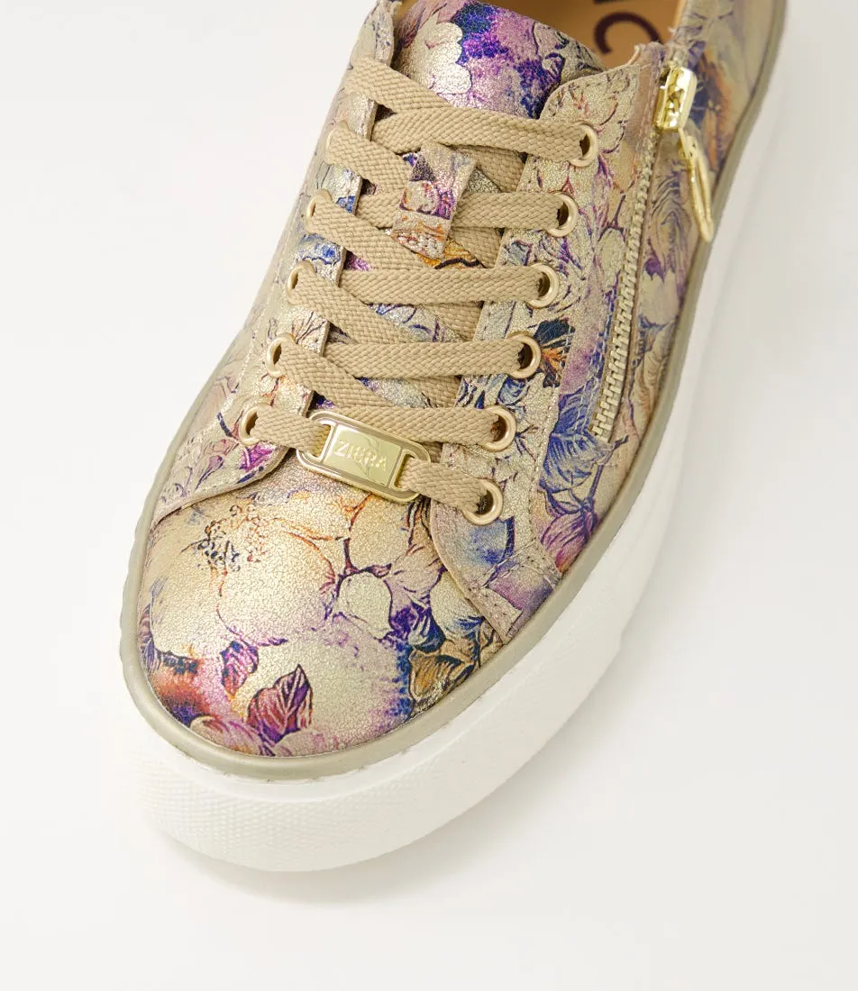 ZIERA PAMELA GOLD VINTAGE FLORAL Stud Cool