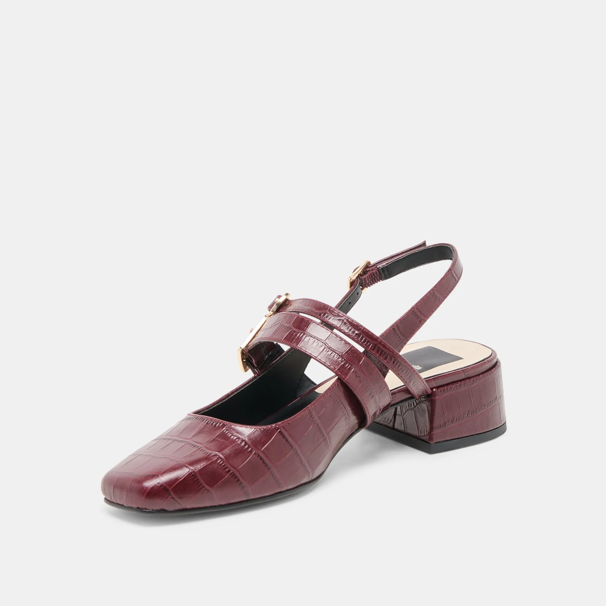 PATZY HEELS OXBLOOD EMBOSSED LEATHER Padded collar Breathable mesh