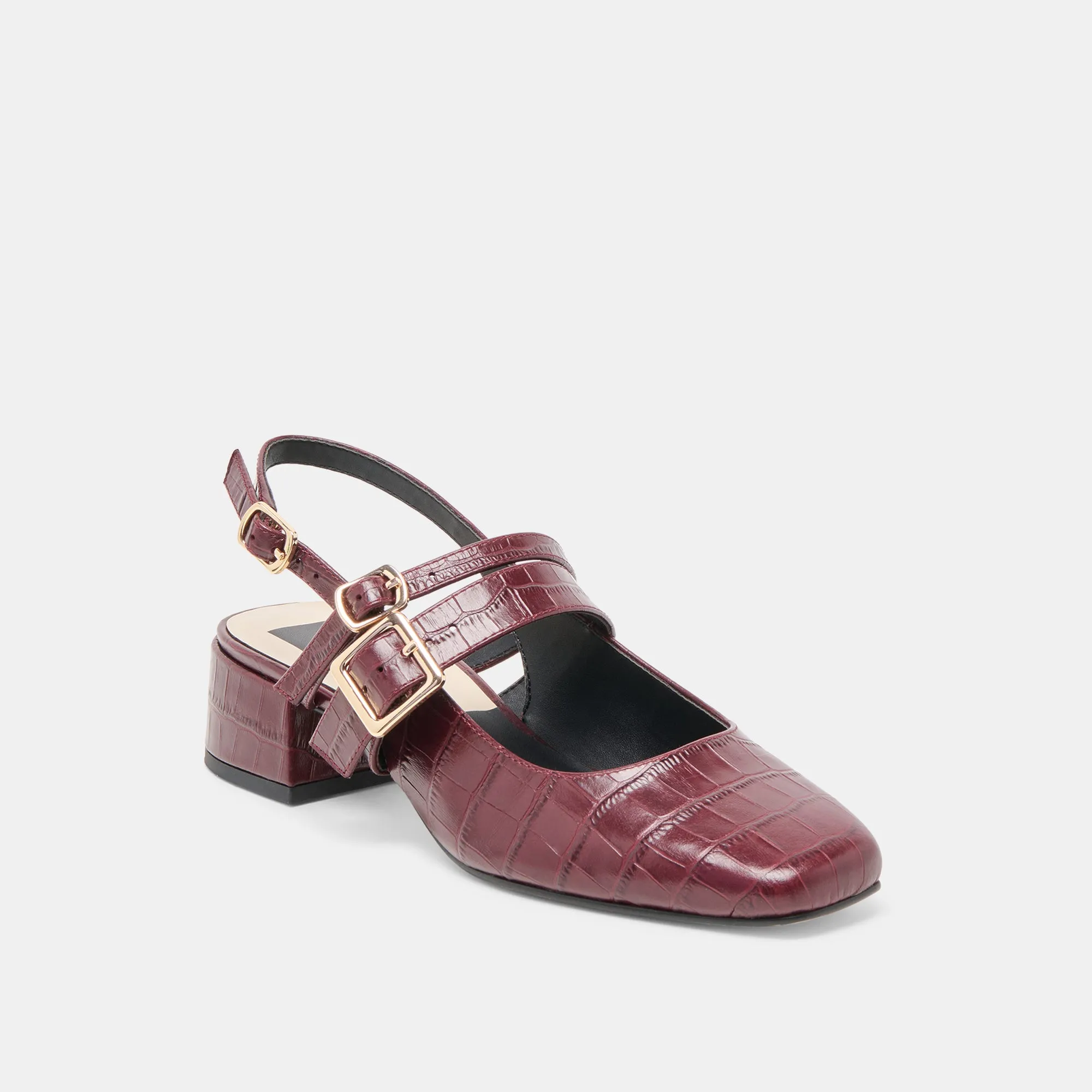 PATZY HEELS OXBLOOD EMBOSSED LEATHER Retro Bridal Shoes Classic Red Heels