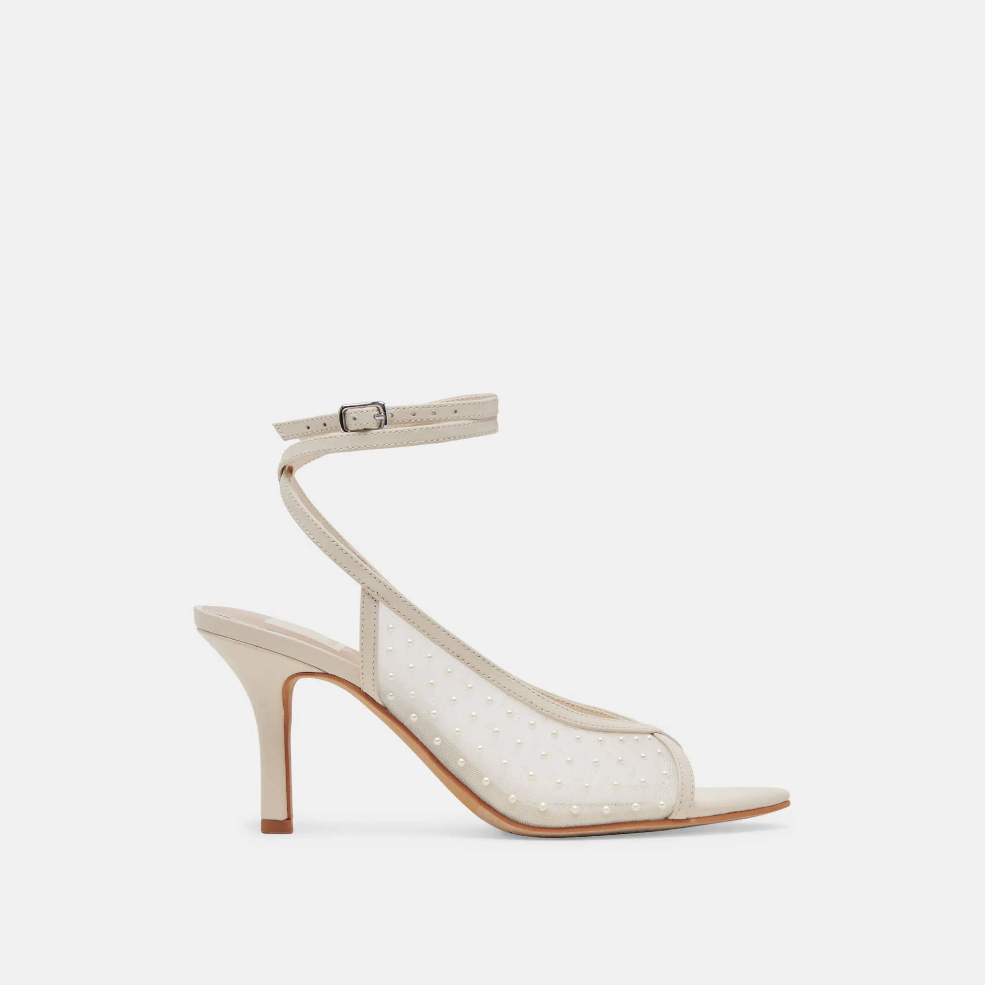 MISSY PEARL HEELS IVORY MESH Comfort Padding Platform Heels