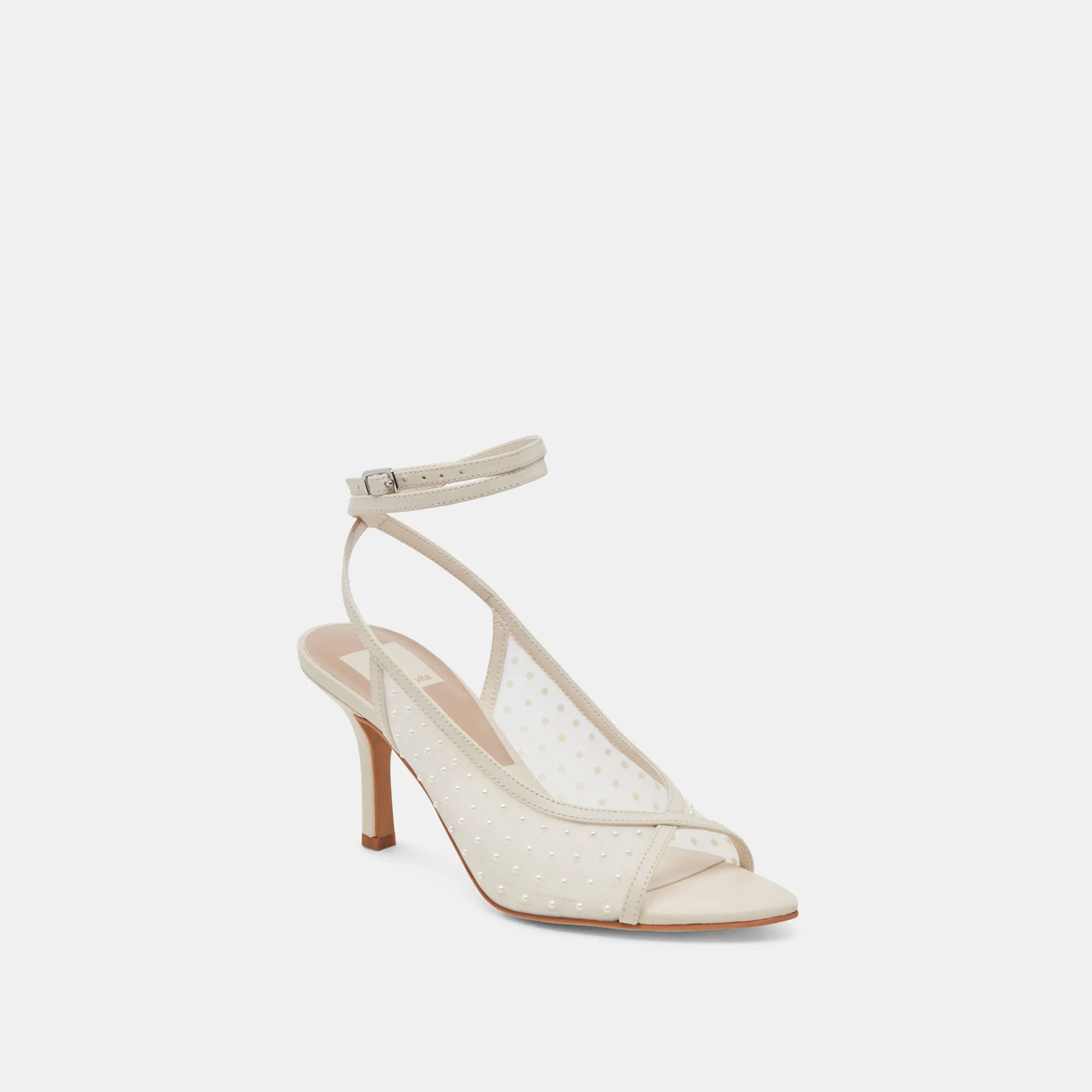 casual daily wear MISSY PEARL HEELS IVORY MESH