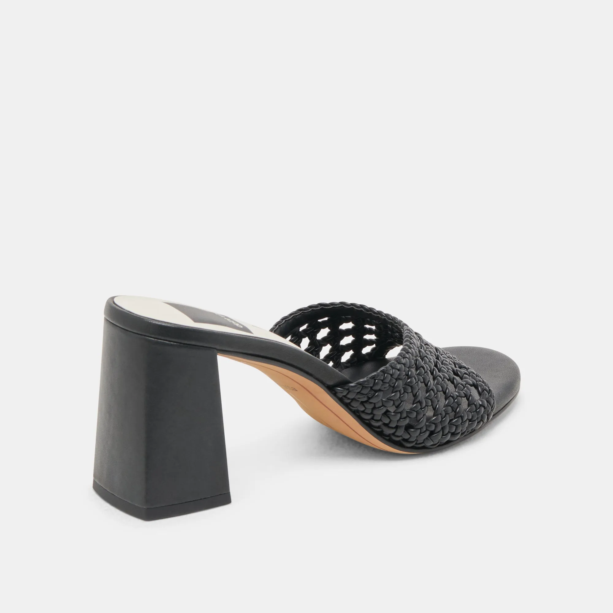 Traction Outsole Cushioned MARGOE HEELS BLACK WOVEN STELLA