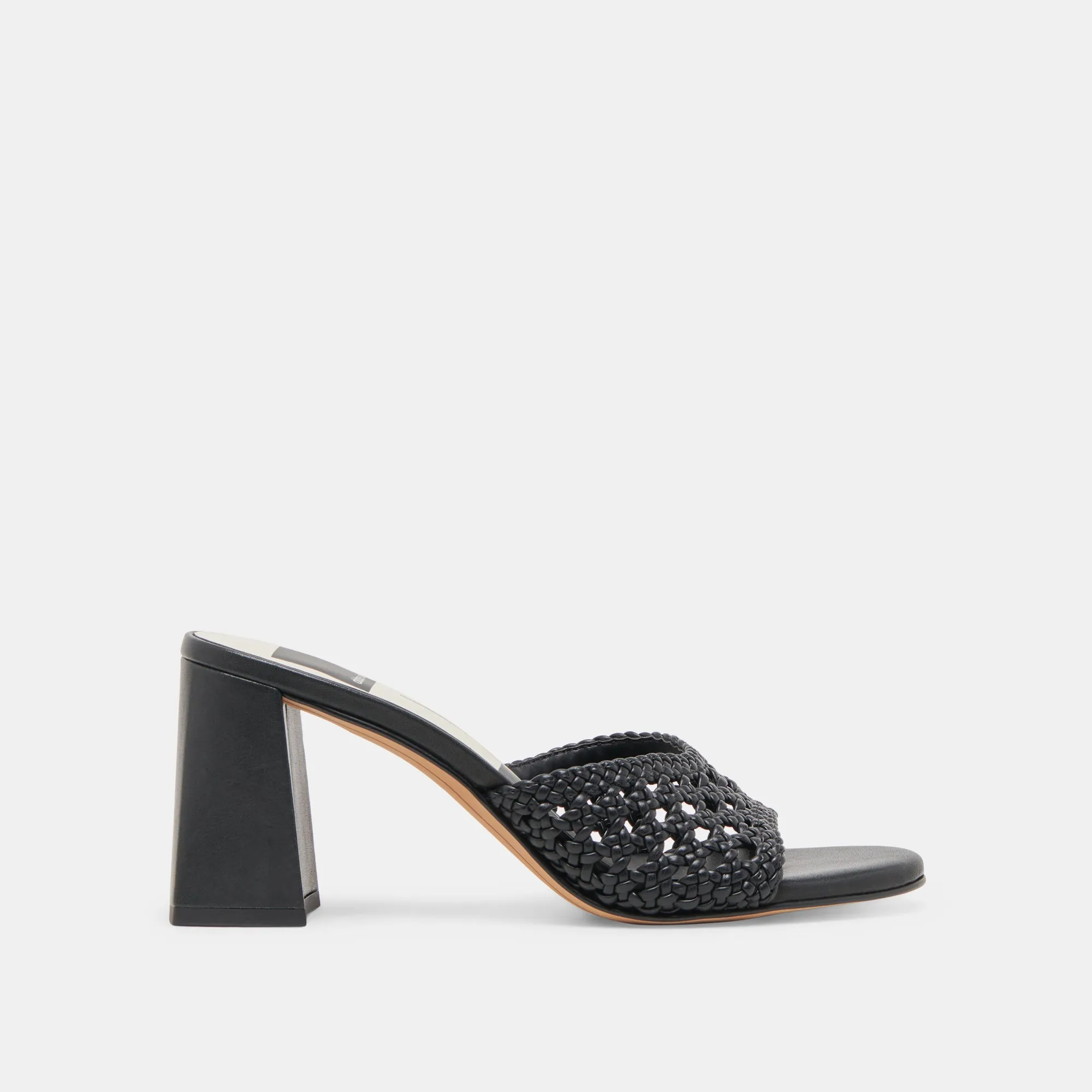 MARGOE HEELS BLACK WOVEN STELLA Smart Office Shoes Bohemian Style Heels
